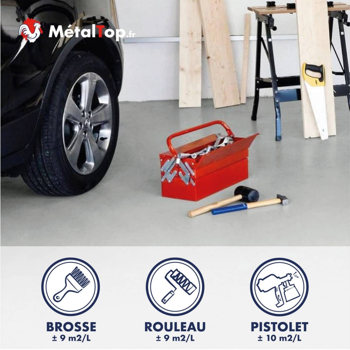 Peinture Sol Atelier - Noir foncé - RAL 9005 - 5 L - Métaltop - 5
