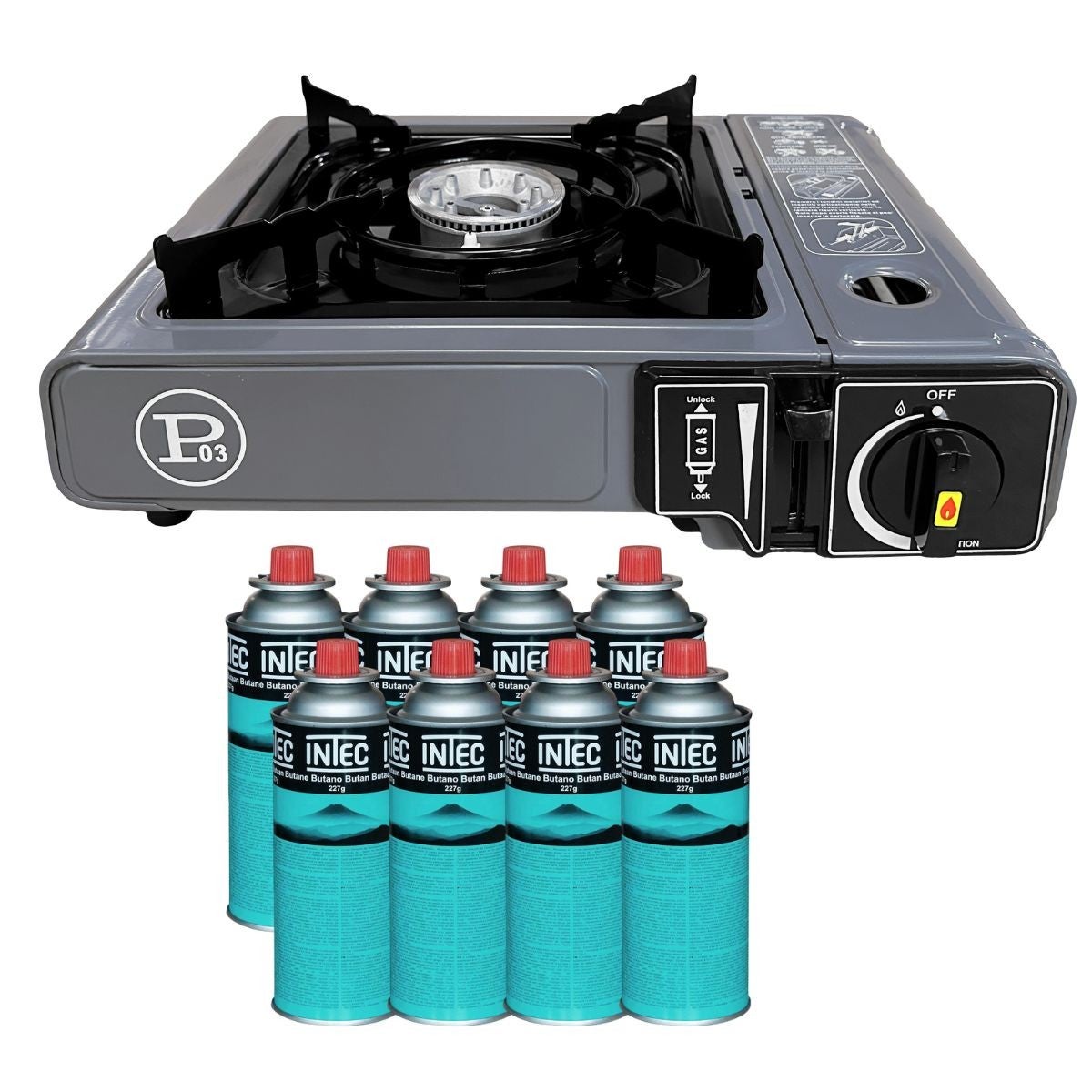 Réchaud De Camping à Gaz Portable + Ustensiles De Cuisine - Brûleur Butane/propane, Idéal Randonnée, Pique-nique, Neuf