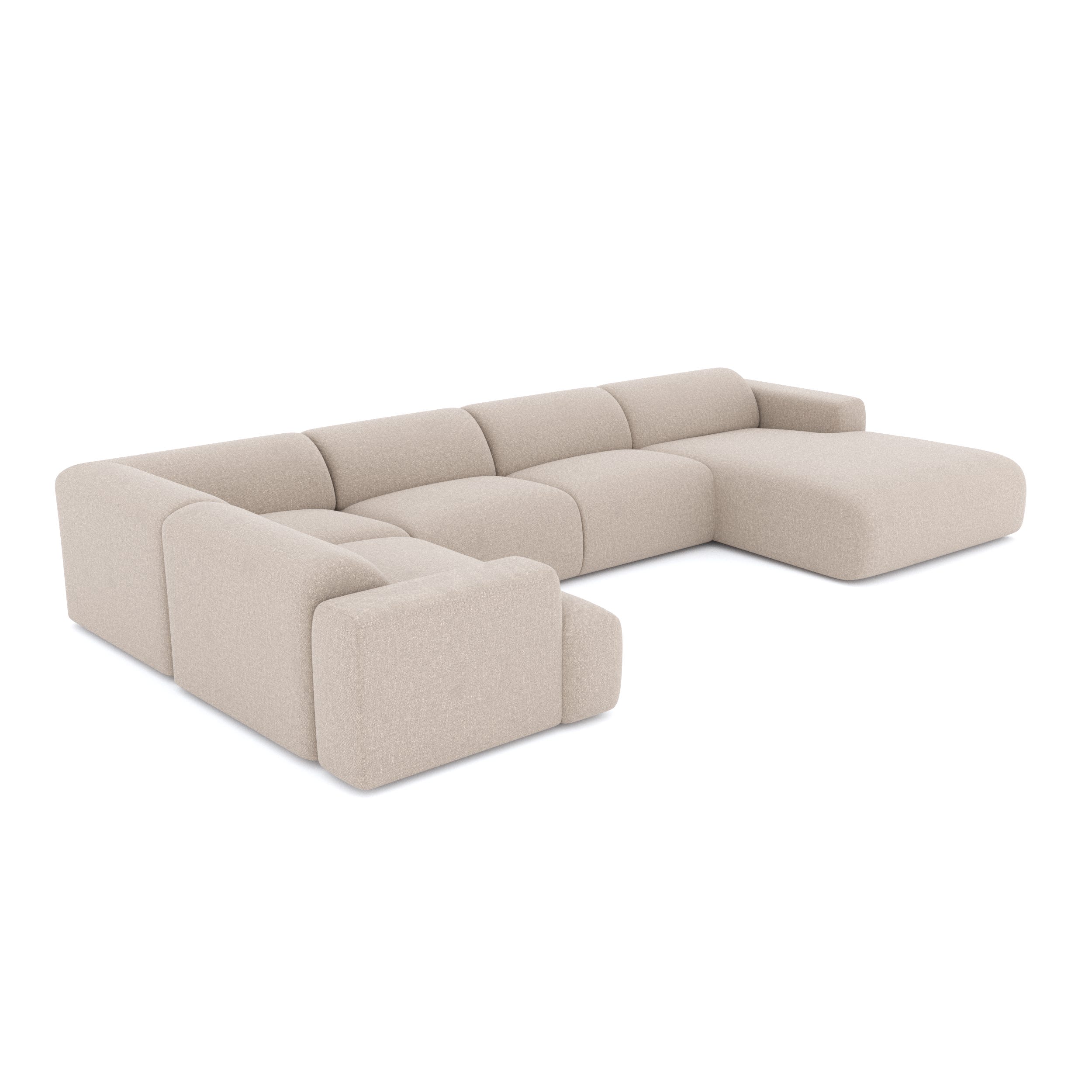 Canapé panoramique droit Myra Tissu tramé Beige | Leroy Merlin
