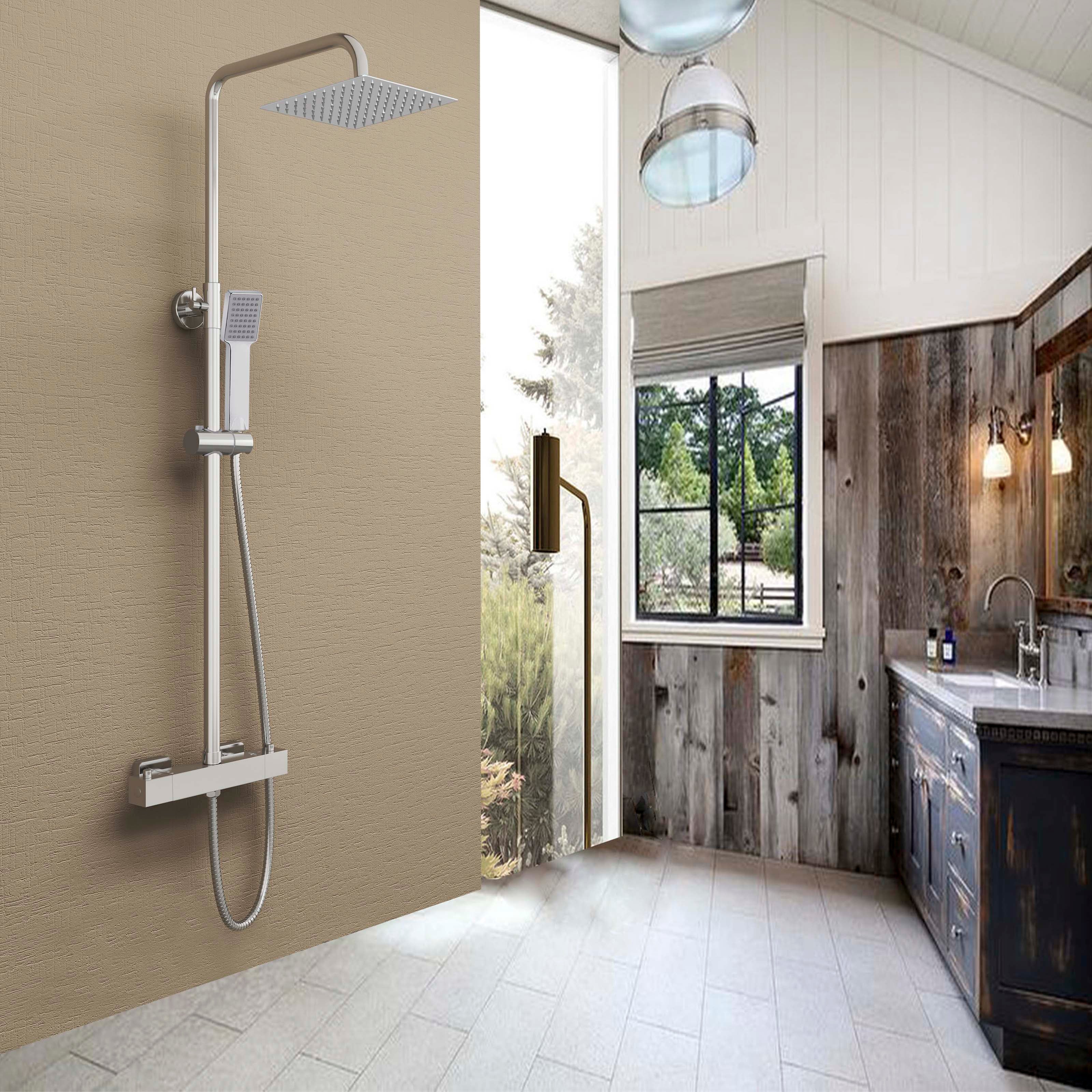 Set Doccia Completo Termostatico A Colonna Incasso - Acciaio Inox, Con Funzione Idromassaggio