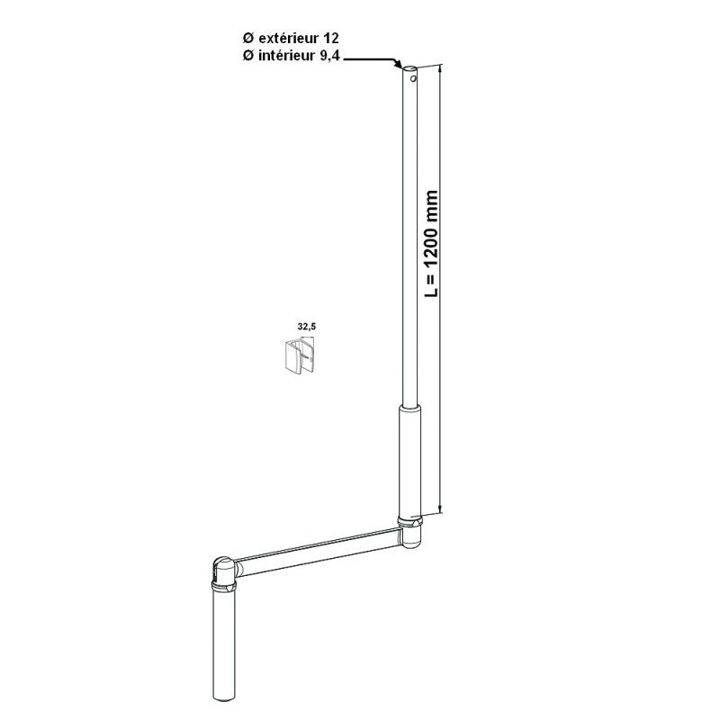 Manivelle blanche de volet roulant 1500 mm Ø 12 mm - 2