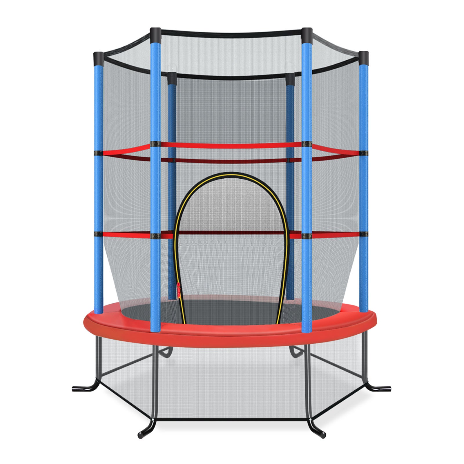 Trampolina ogrodowa o średnicy 165 cm z siatką zabezpieczającą, obciążenie do 135 kg, trampolina do użytku wewnątrz i na zewnątrz, (niebieska, )