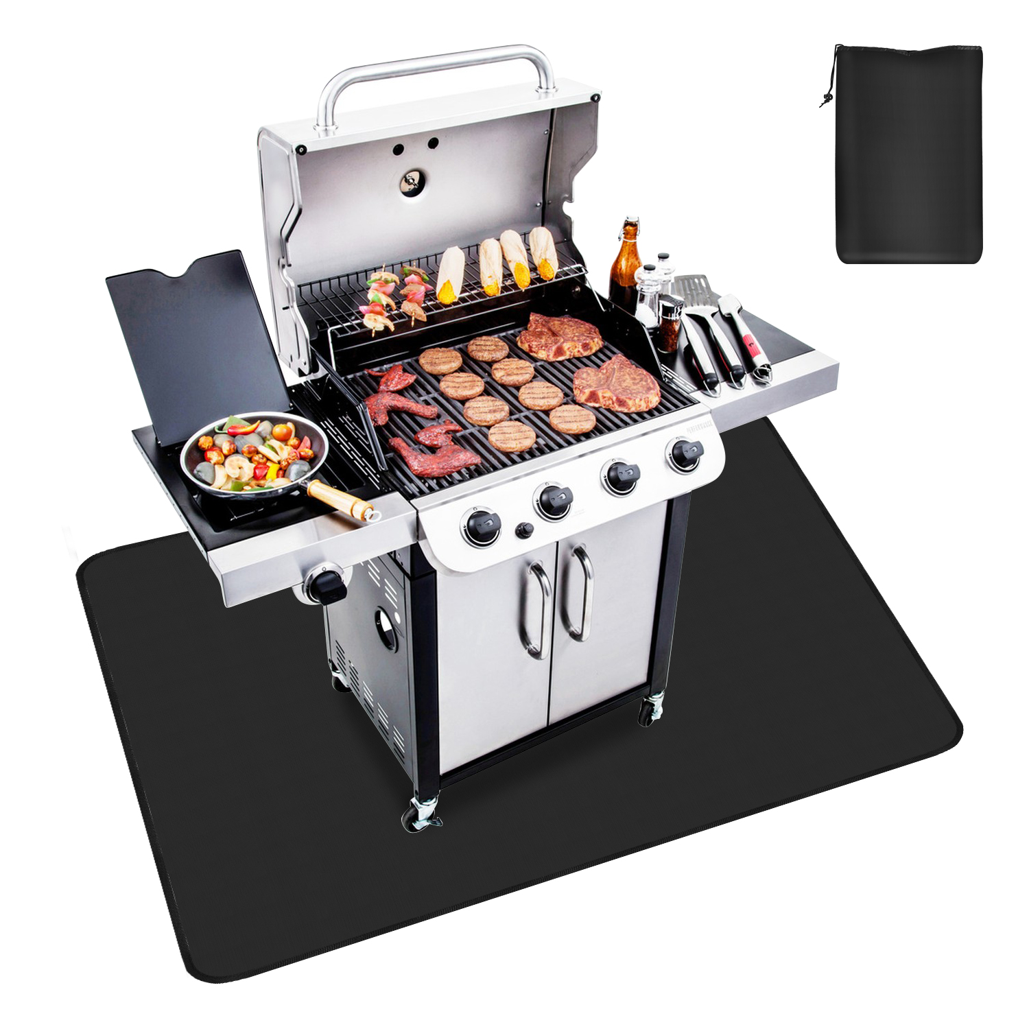 Alfombrilla de protección 127x97cm alfombrilla para barbacoa al aire libre alfombrilla ignífuga barbacoa reutilizable fácil de limpiar impermeable