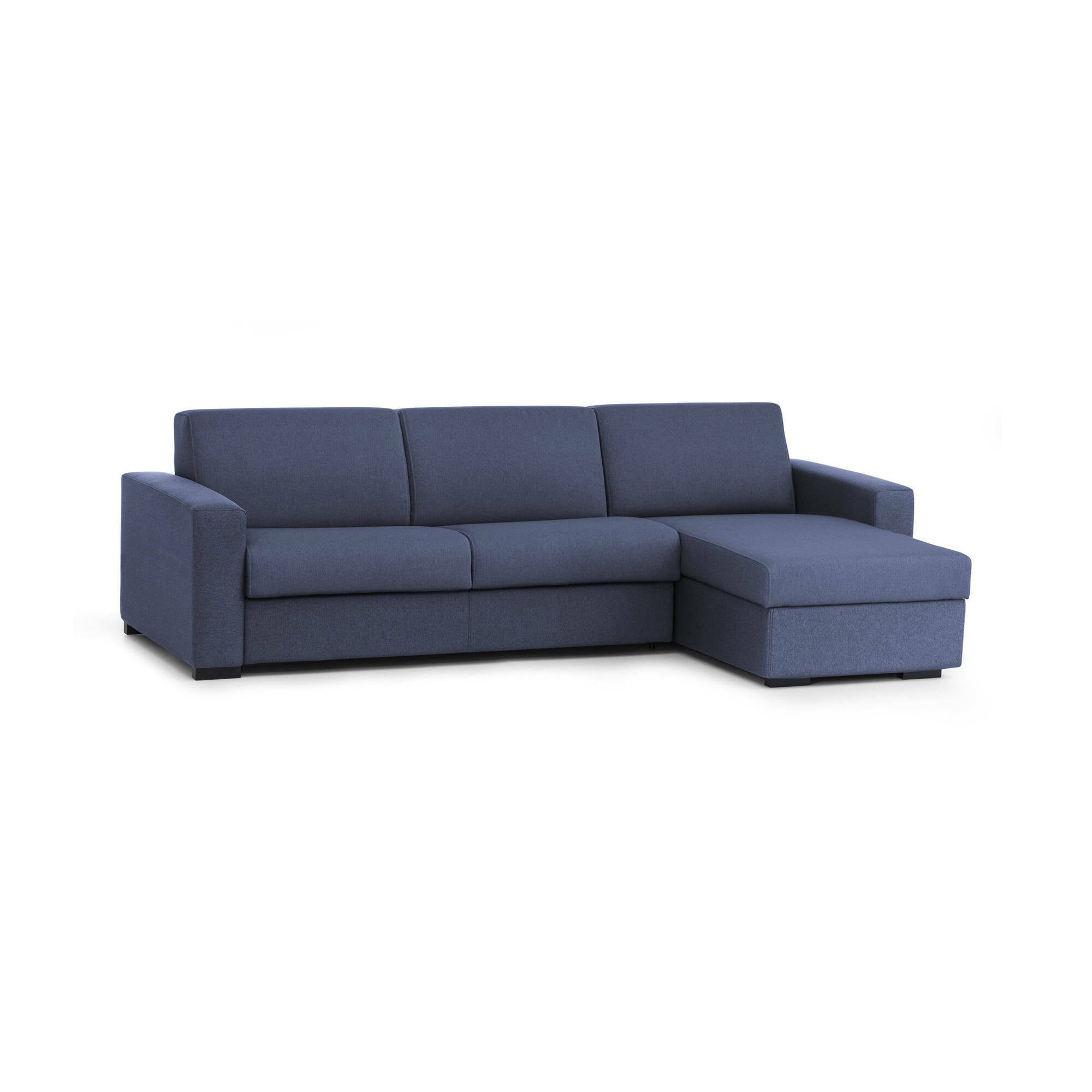 Sofá cama con península aika, sofá con península contenedor reversible, reposabrazos estándar, 100% made in italy, 280x95h90 cm, azul