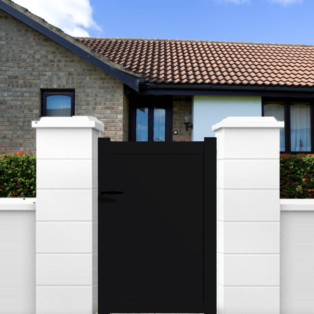 Portillon aluminium modèle plein en kit dimensions L.1000 (entre piliers) x H.1500 mm Couleurs Marron (RAL 1247) - 3