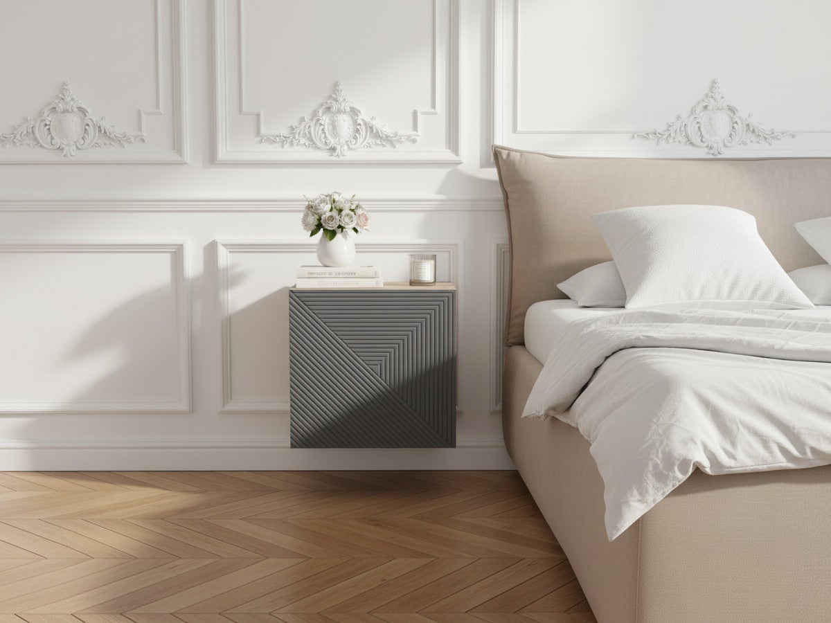 Table de chevet 1 porte ALICE BOBOCHIC Gris foncé | Leroy Merlin