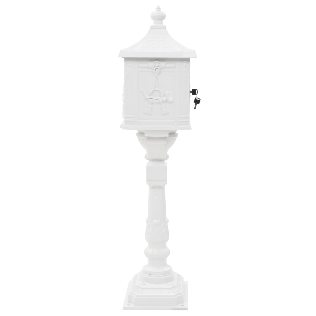 vidaXL Boîte aux lettres sur pied Aluminium Vintage Antirouille Blanc - 5