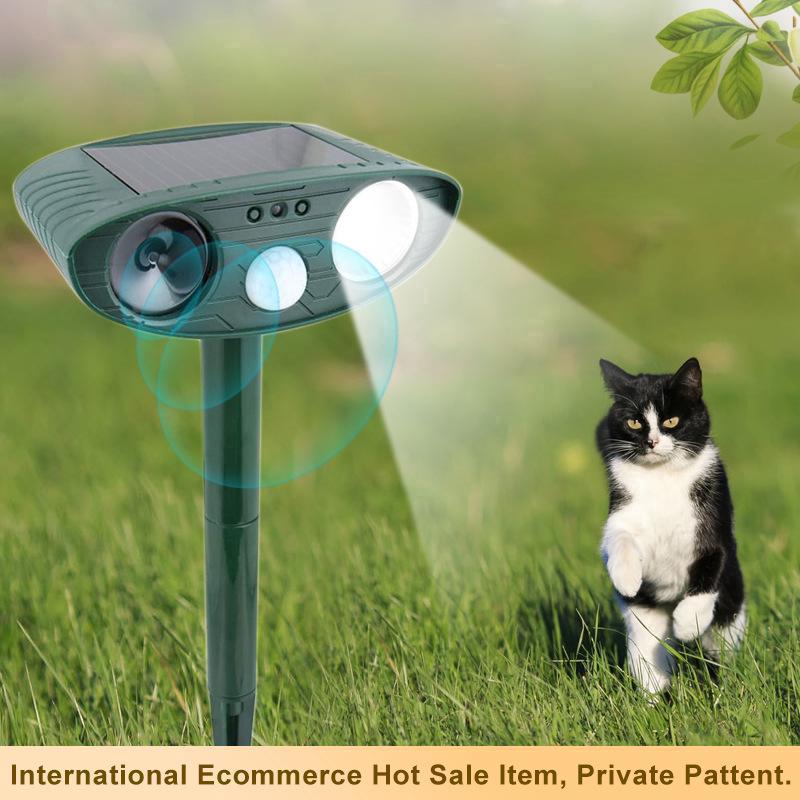 Répulsif Ultrason Solaire Pour Chats Et Animaux - Étanche Avec Capteur PIR, USB Et LED - Protection Jardin Efficace