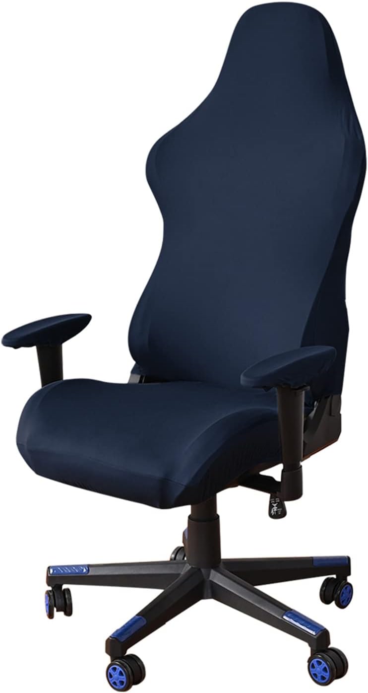 Pokrowiec na krzesło gamingowe - Pokrowiec na krzesło biurowe - Ciemnoszary - Elastyczny - Do fotela do gier komputerowych, w stylu wyścigowym - Ciemn