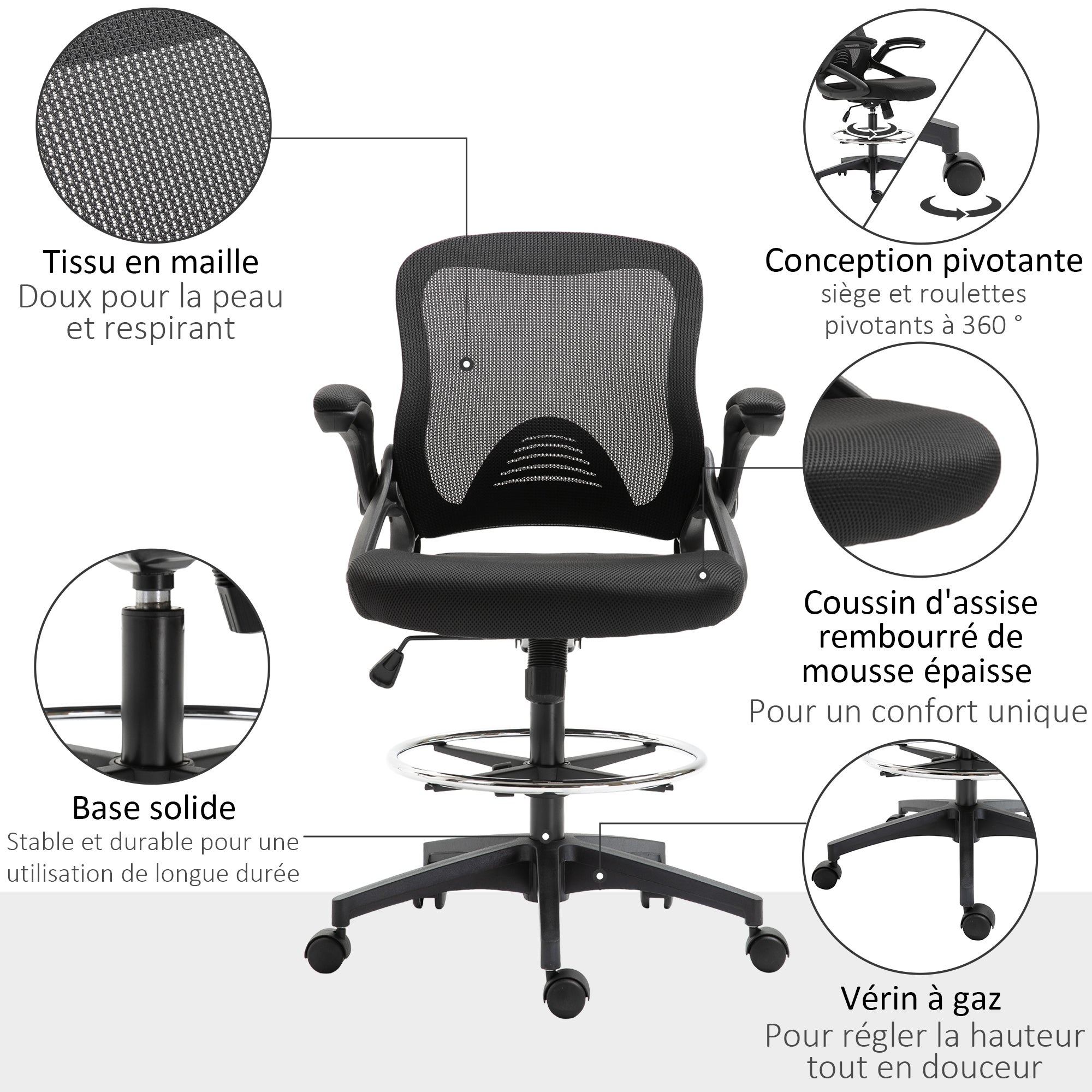 fauteuil de bureau Tissu Vinsetto - 7