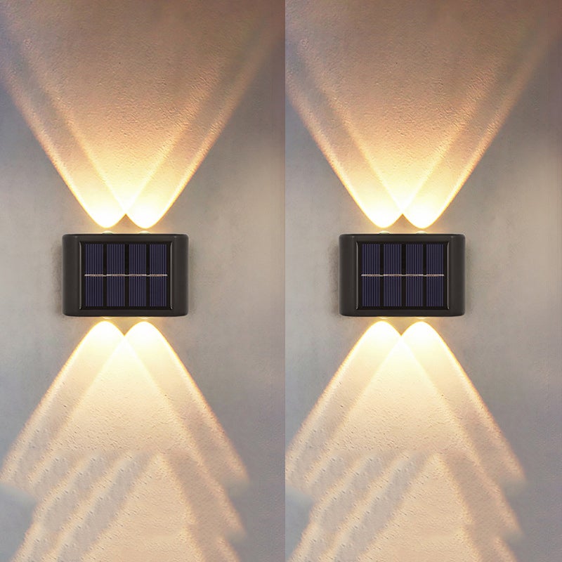 Solarne oświetlenie ogrodzeniowe 4 LED, solarne oświetlenie schodów, oświetlenie tarasu, patio, basenu, ciepłe białe światło 3000 K (2 sztuki)