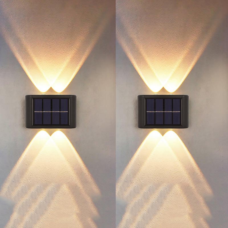 Solarne oświetlenie ogrodzeniowe 4 LED, solarne oświetlenie schodów, oświetlenie tarasu, patio, basenu, ciepłe białe światło 3000 K (2 sztuki)