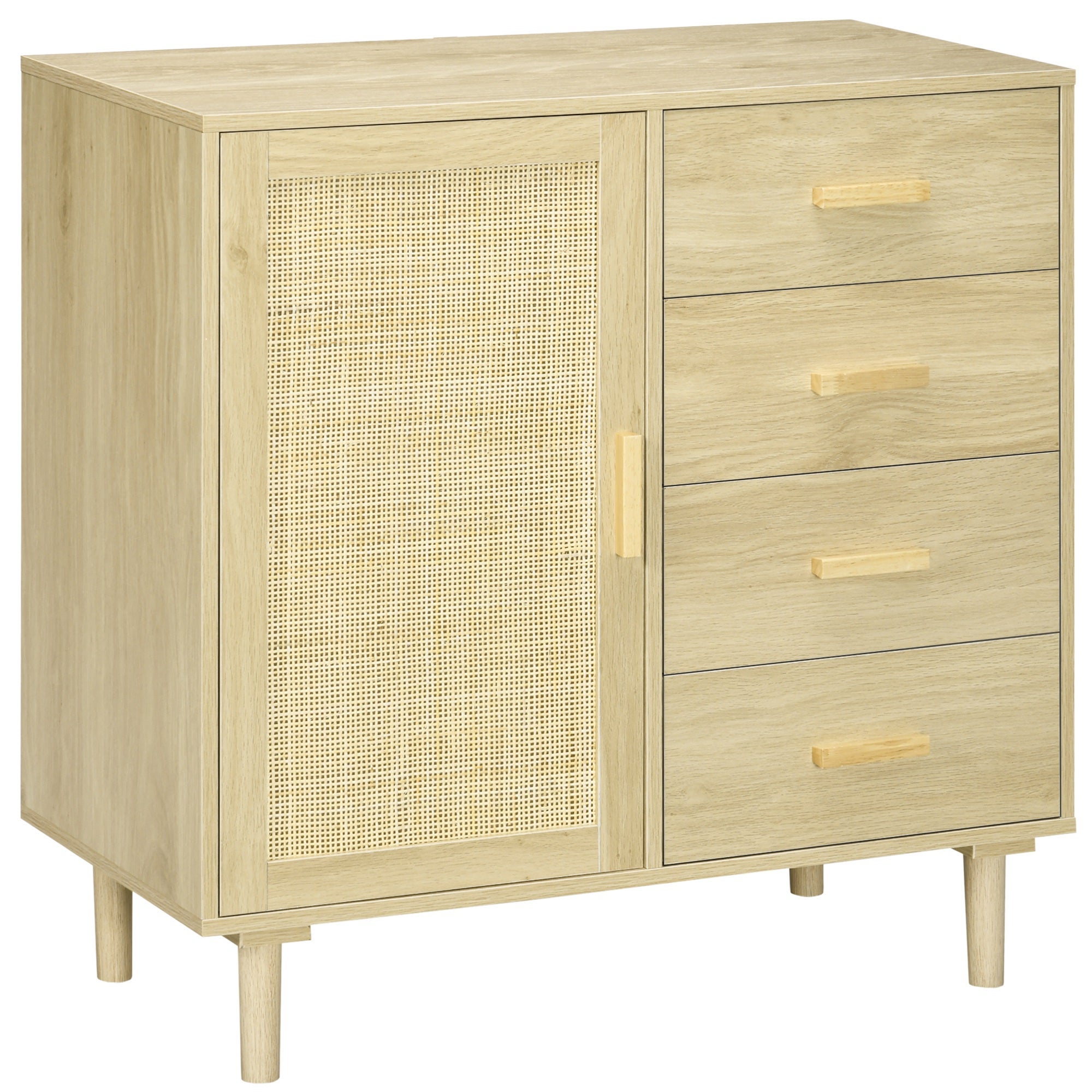 Buffet rotin avec placards à porte cannage et 4 tiroir, 80 x 38 80,5 cm ...