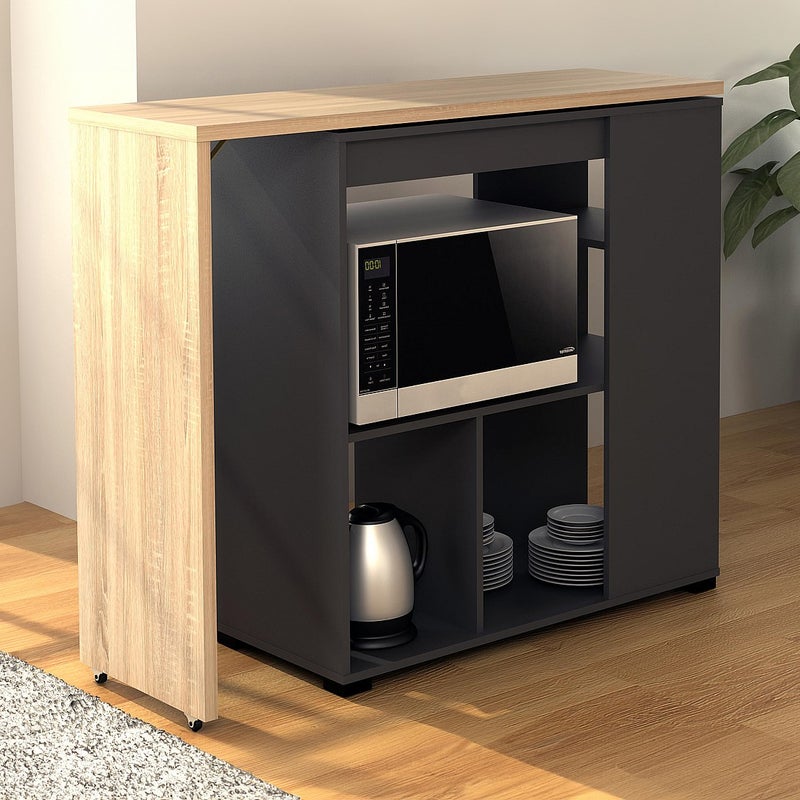 Szafka barowa obrotowa ze schowkiem - Naturalny i antracytowy - SATURNE