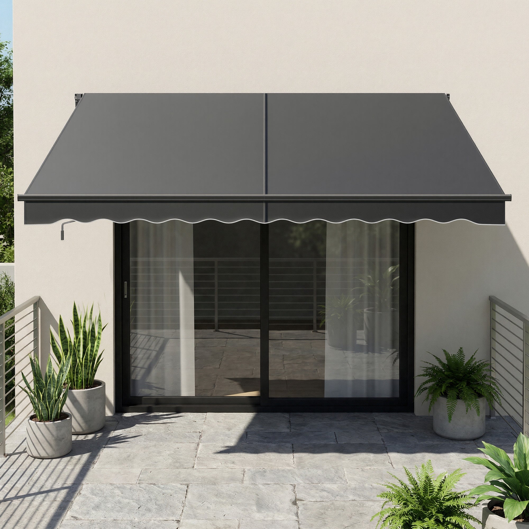 Store Banne Réglable, avec Manivelle, UPF 50+, Alliage d’Aluminium, 300 x 250 cm, Gris - 3