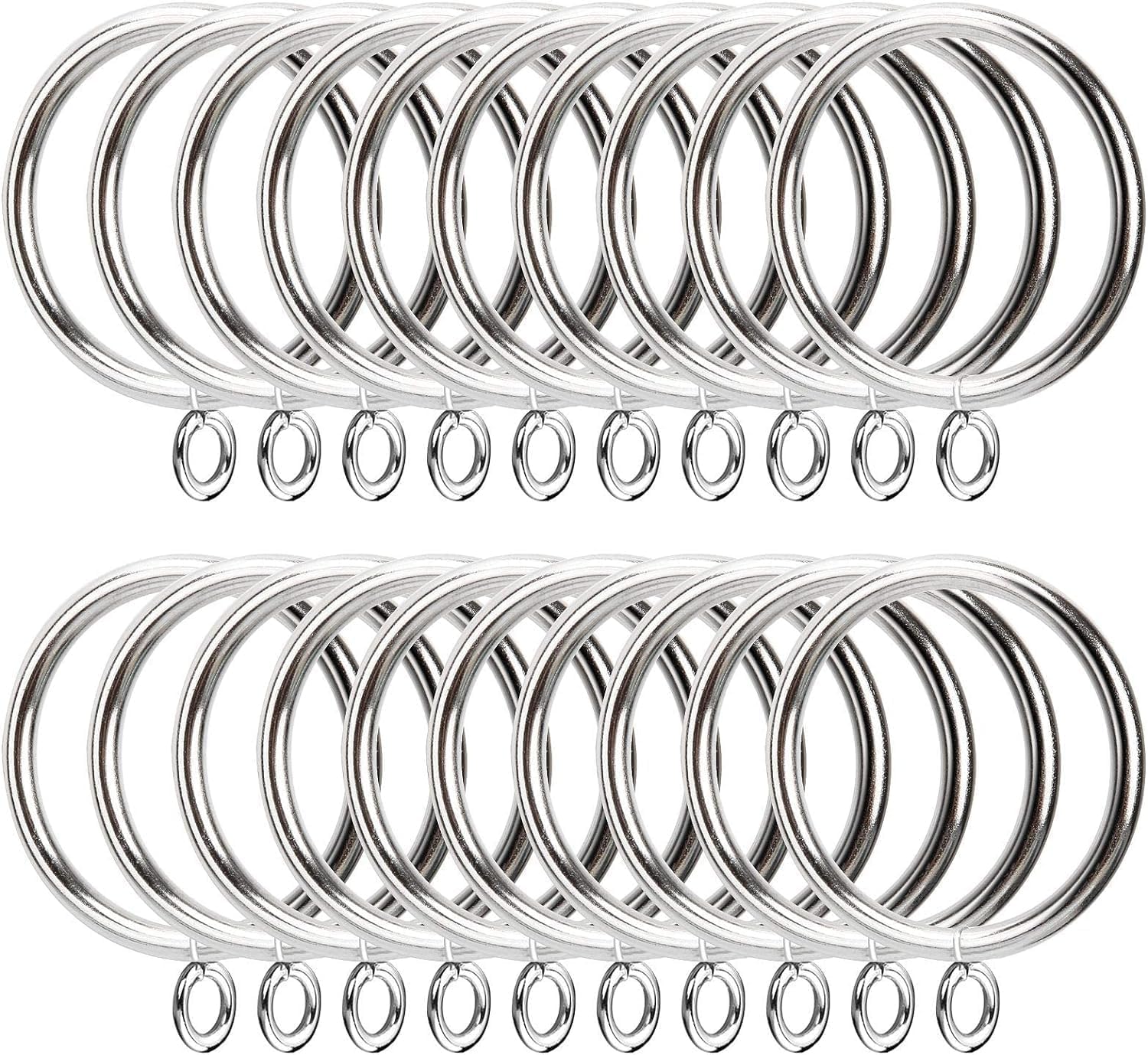 50 sztuk metalowych kółek do zasłon, średnica wewnętrzna 38 mm, srebrne kółka do zawieszania zasłon, srebrne metalowe kółka do zasłon prysznicowych
