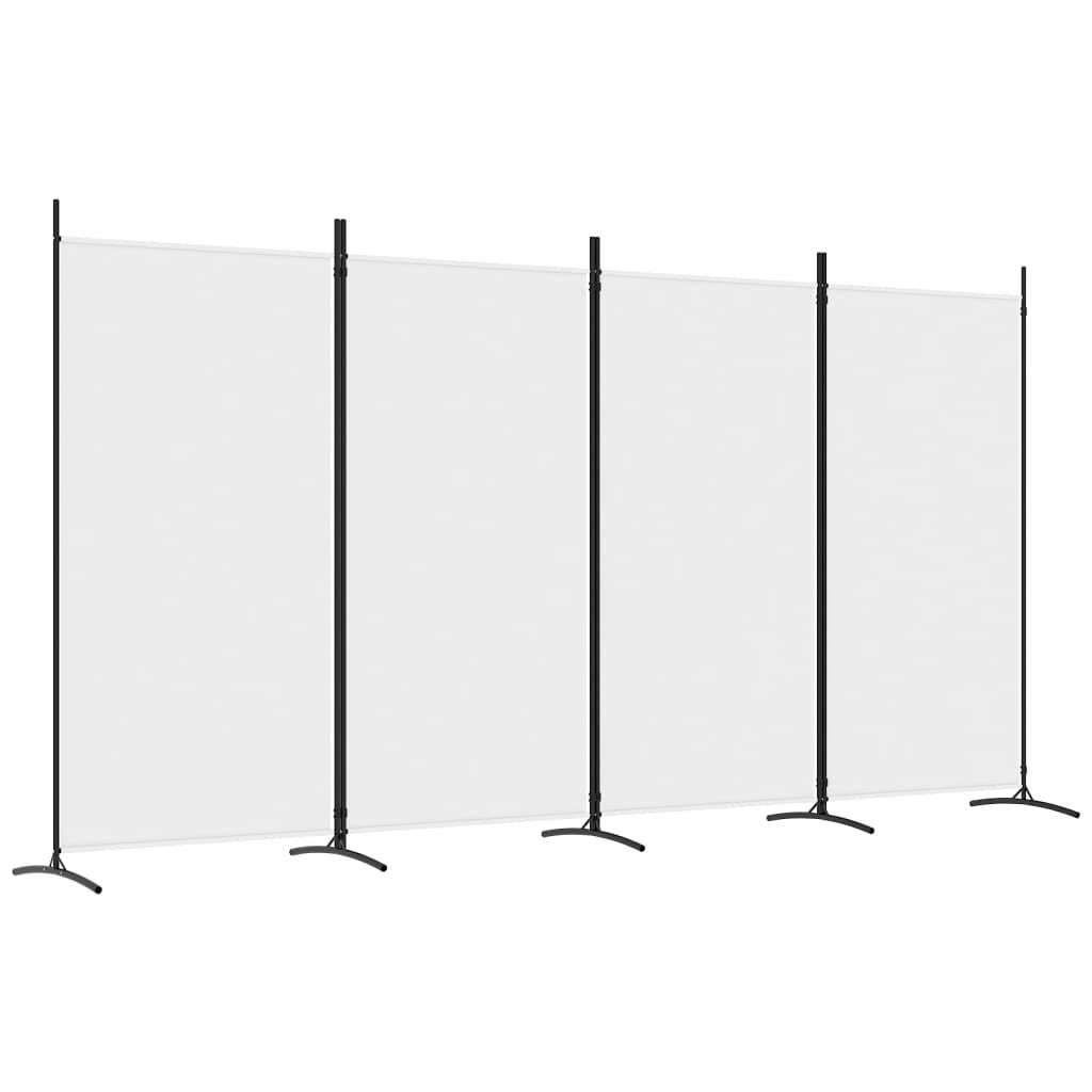 Biombo divisor de 4 paneles de tela blanco 346x180 cm - comfortxl