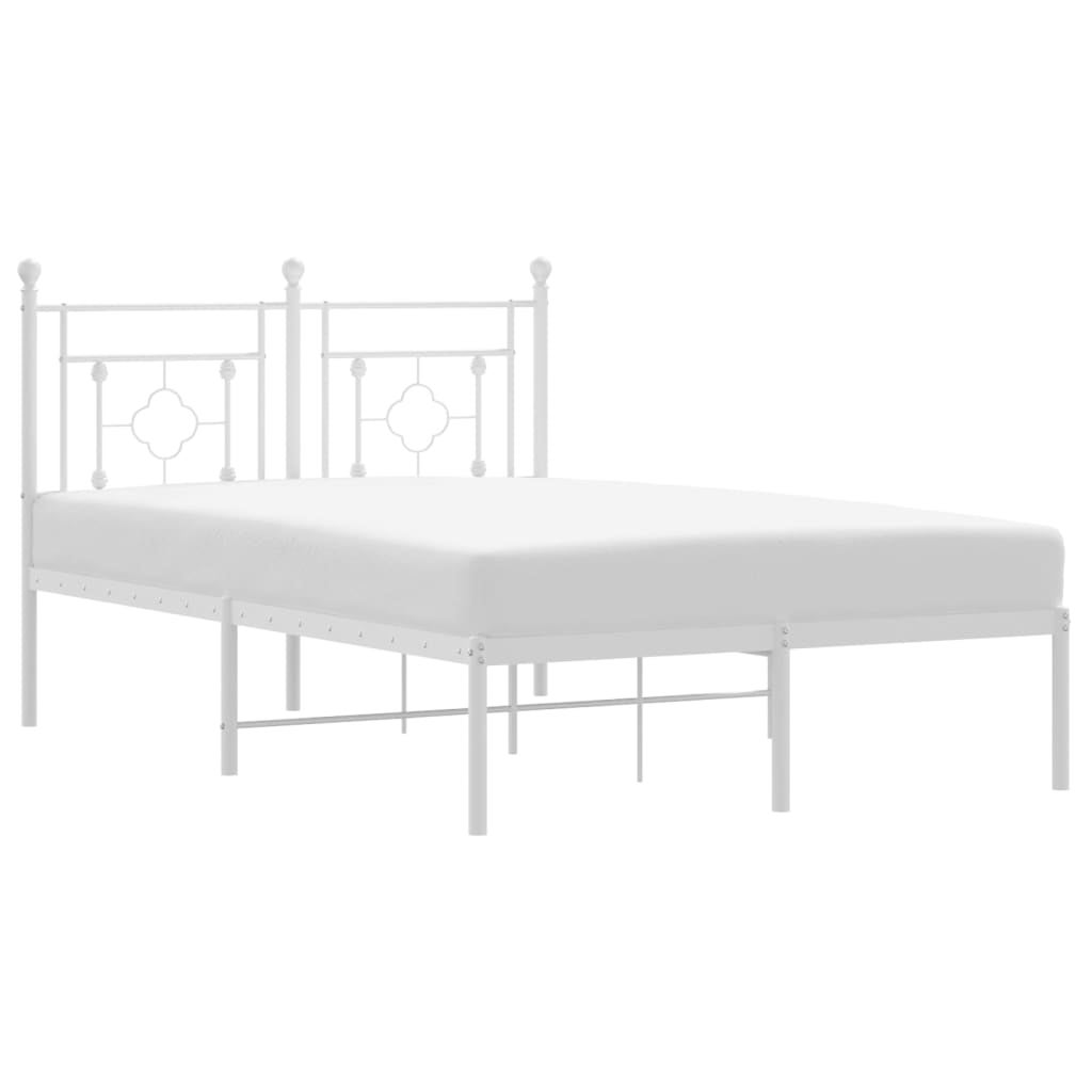 HOP-Cadre De Lit Métal Avec Tête De Lit Blanc 90x190 Cm-HOP353578