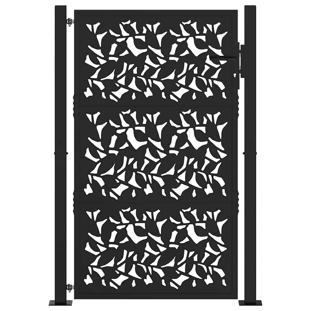 vidaXL Portail de jardin noir 100x150 cm en acier avec motif feuille - 3