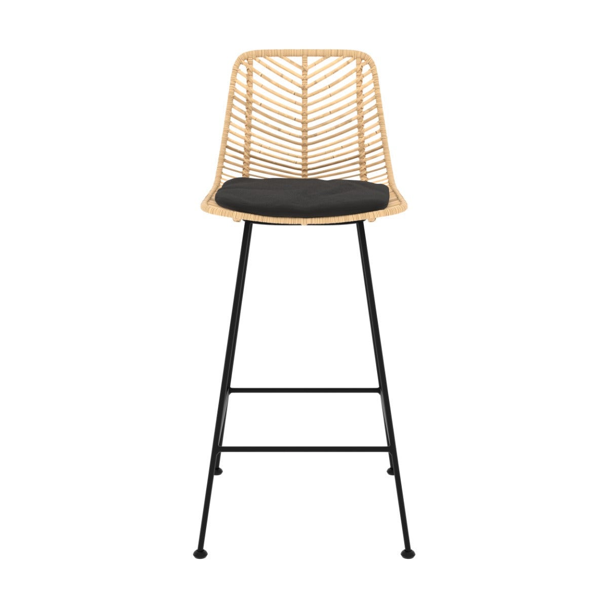 Lot de 2 chaises pour îlot central 66 cm en rotin naturel et noir - Tamara - 2