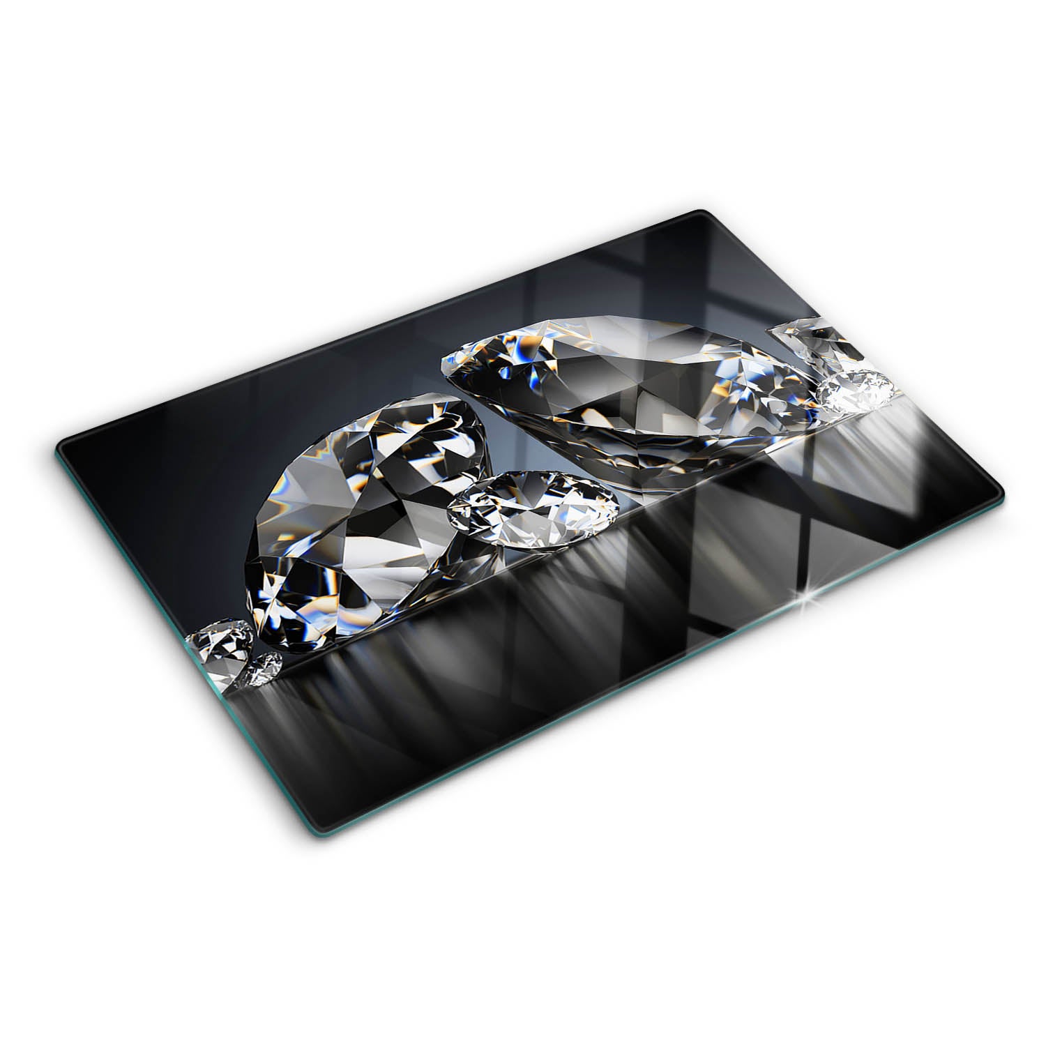 Szklana deska do krojenia Tulup Kształt prostokątny - 80x52 cm - Diamenty