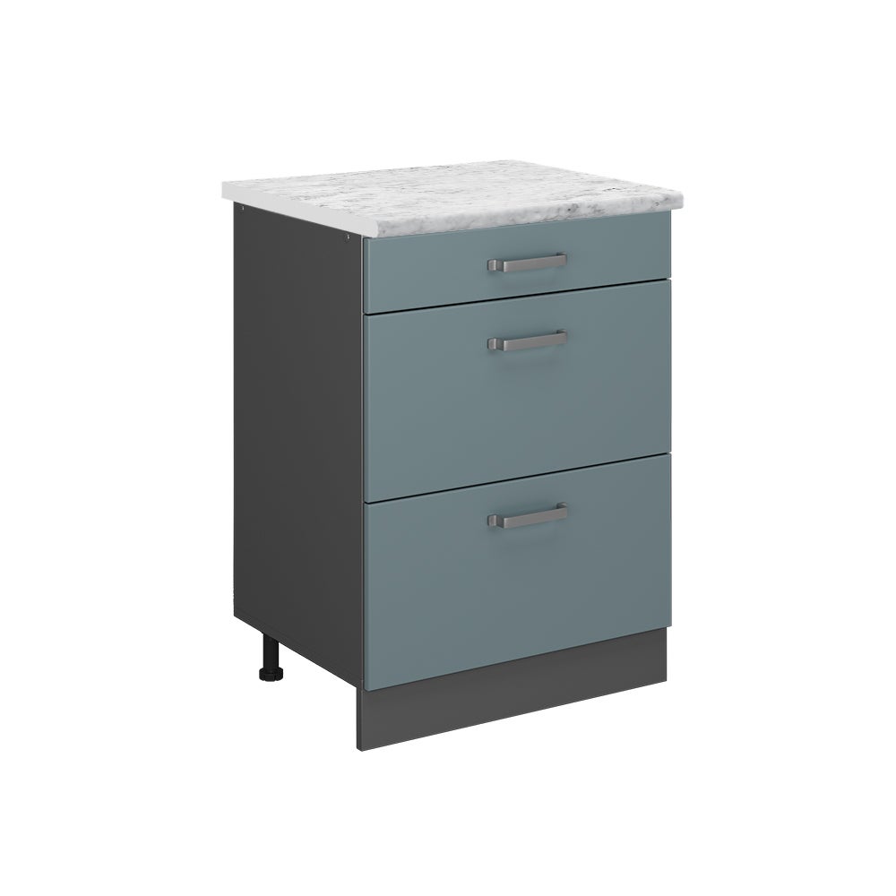 Vicco Szafka dolna do kuchni R-Line, Niebiesko-szary, 60 cm BR Marmur