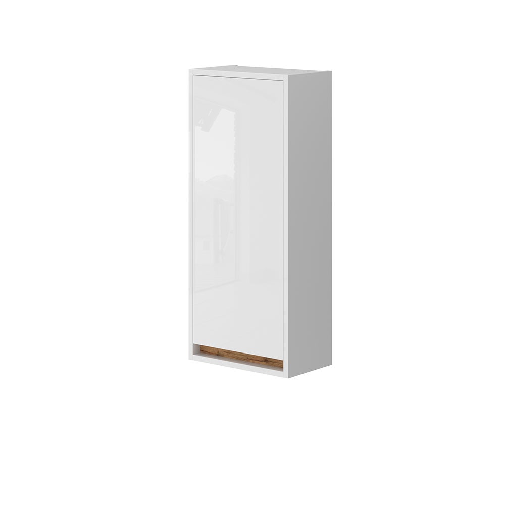Vicco Szafka łazienkowa Detmold, Biały wysoki połysk/złoty dąb power, 81.6 x 35 cm z drzwiami
