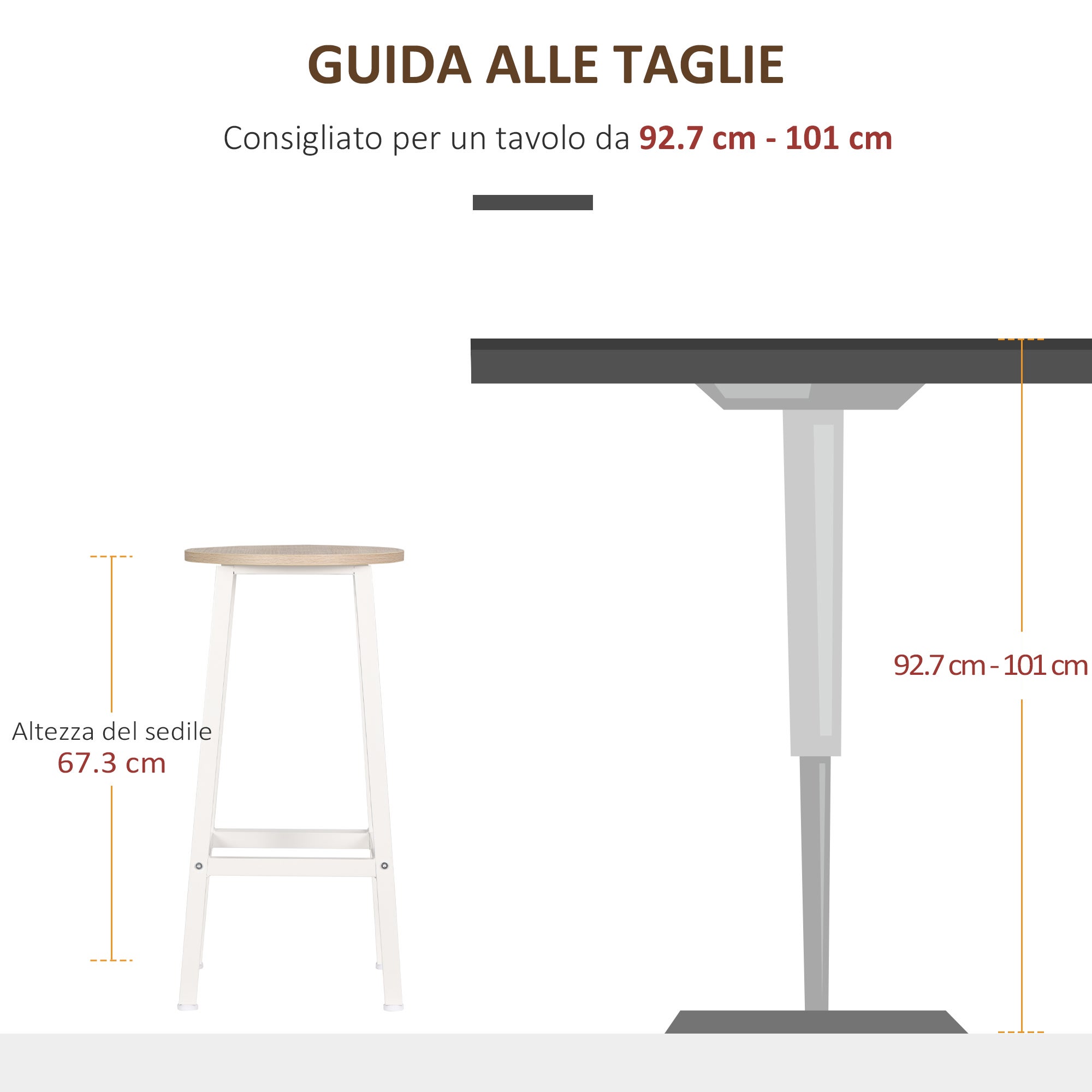 HOMCOM Set 2 Sgabelli da Cucina in Legno e Acciaio con Piano Liscio e Poggiapiedi, 32.5x32.5x65cm, Bianco e Color Legno - 6