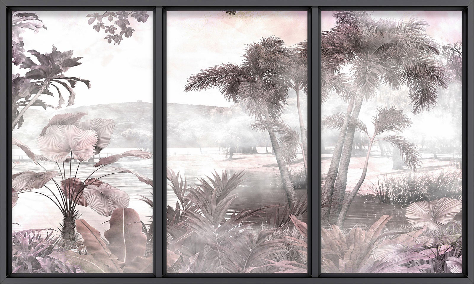 Papier peint panoramique Trompe l'oeil baie vitrée - Jungle - Largeur 325 cm x Hauteur 195 cm - 2