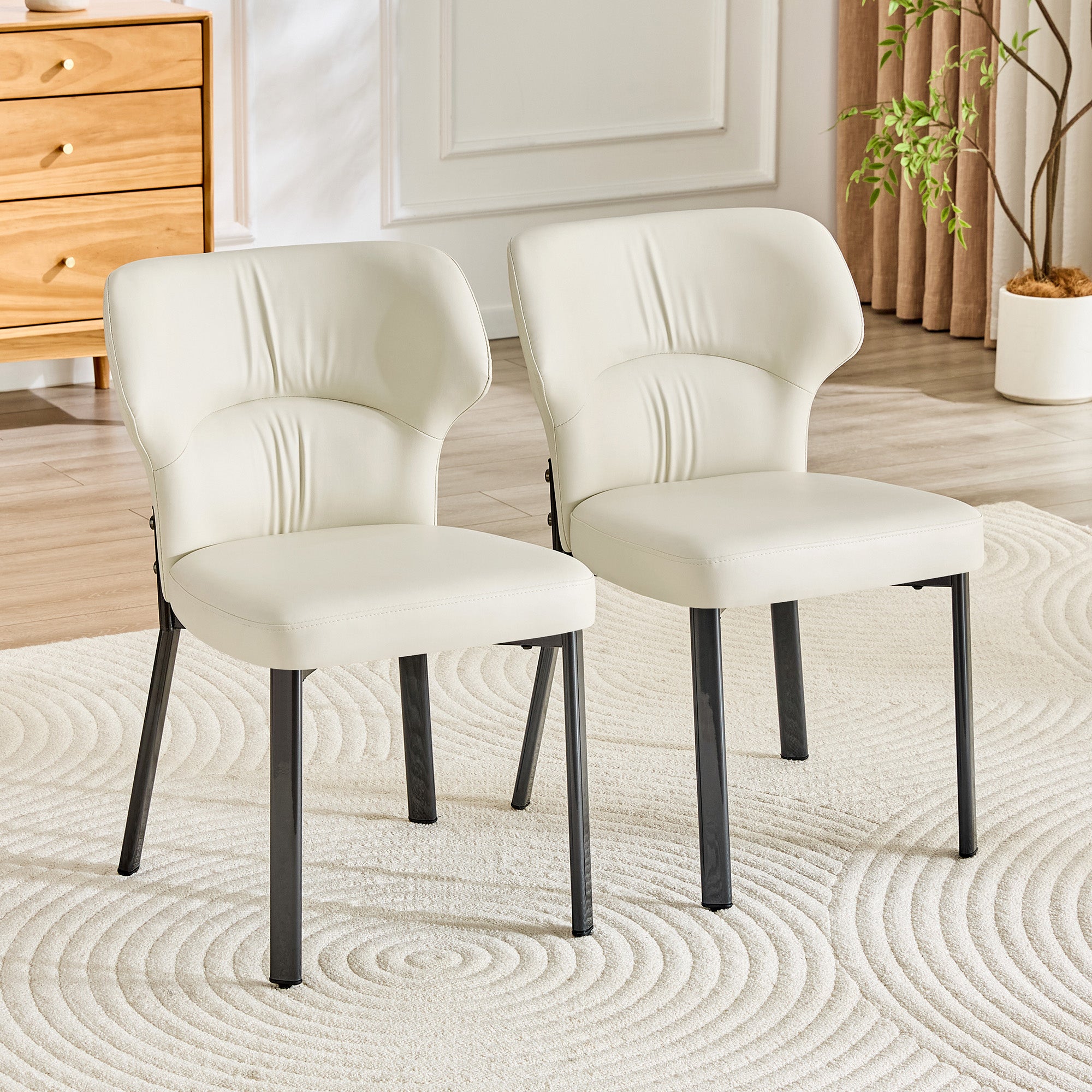 Ensemble de 2 chaises de salle à manger en cuir PU, assise rembourrée ...