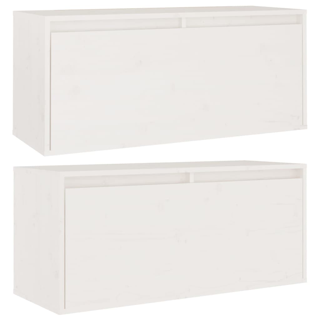 Maison Exclusive - Armario de pared 2 uds madera maciza de pino blanco 80x30x35 cm - 4