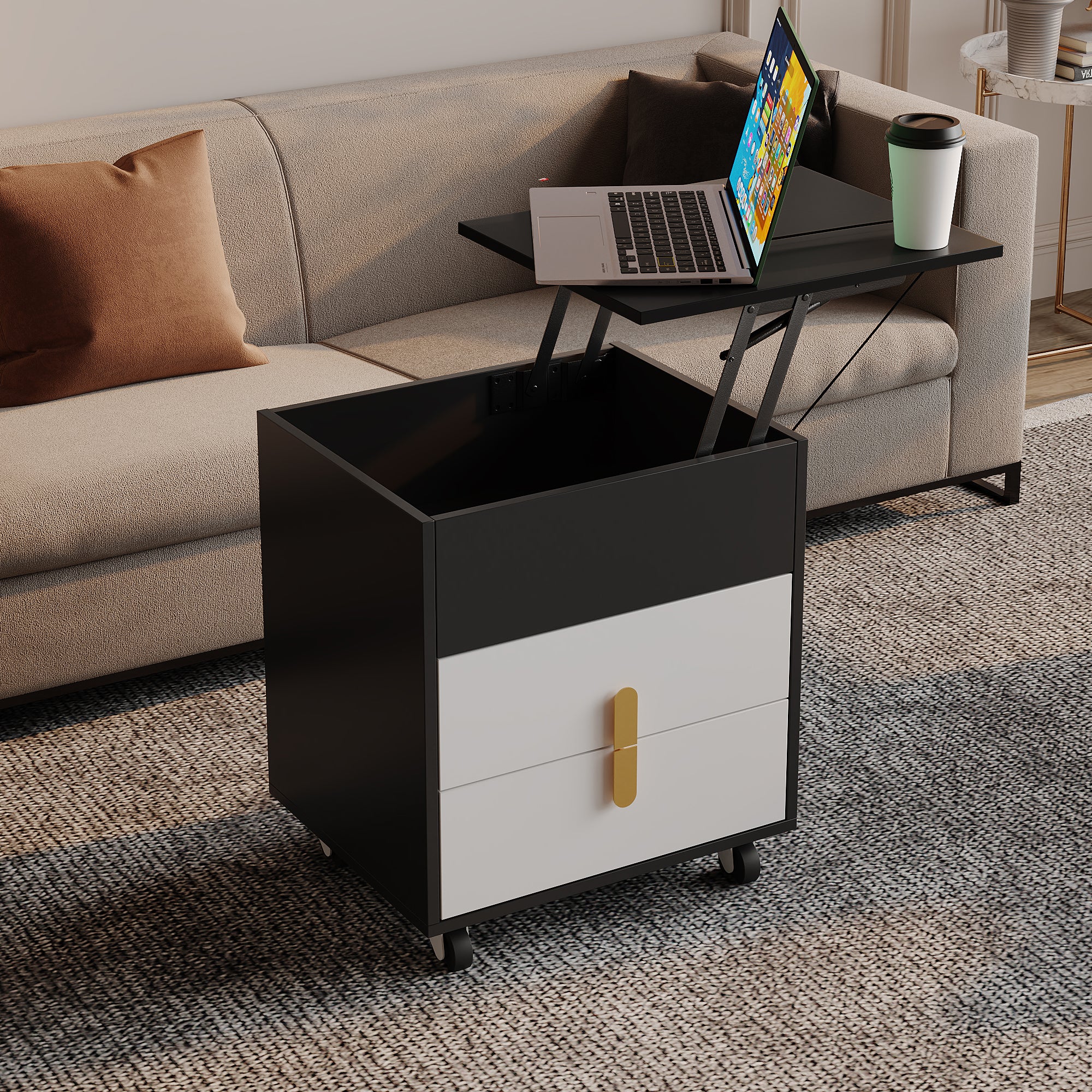 Lvhcmfohm Comodino Set di 2 con luce LED, Comodini con Stazione di Ricarica, Comodini Camera da Letto con 3 Cassetti e USB (Bianca, 45x40x67cm