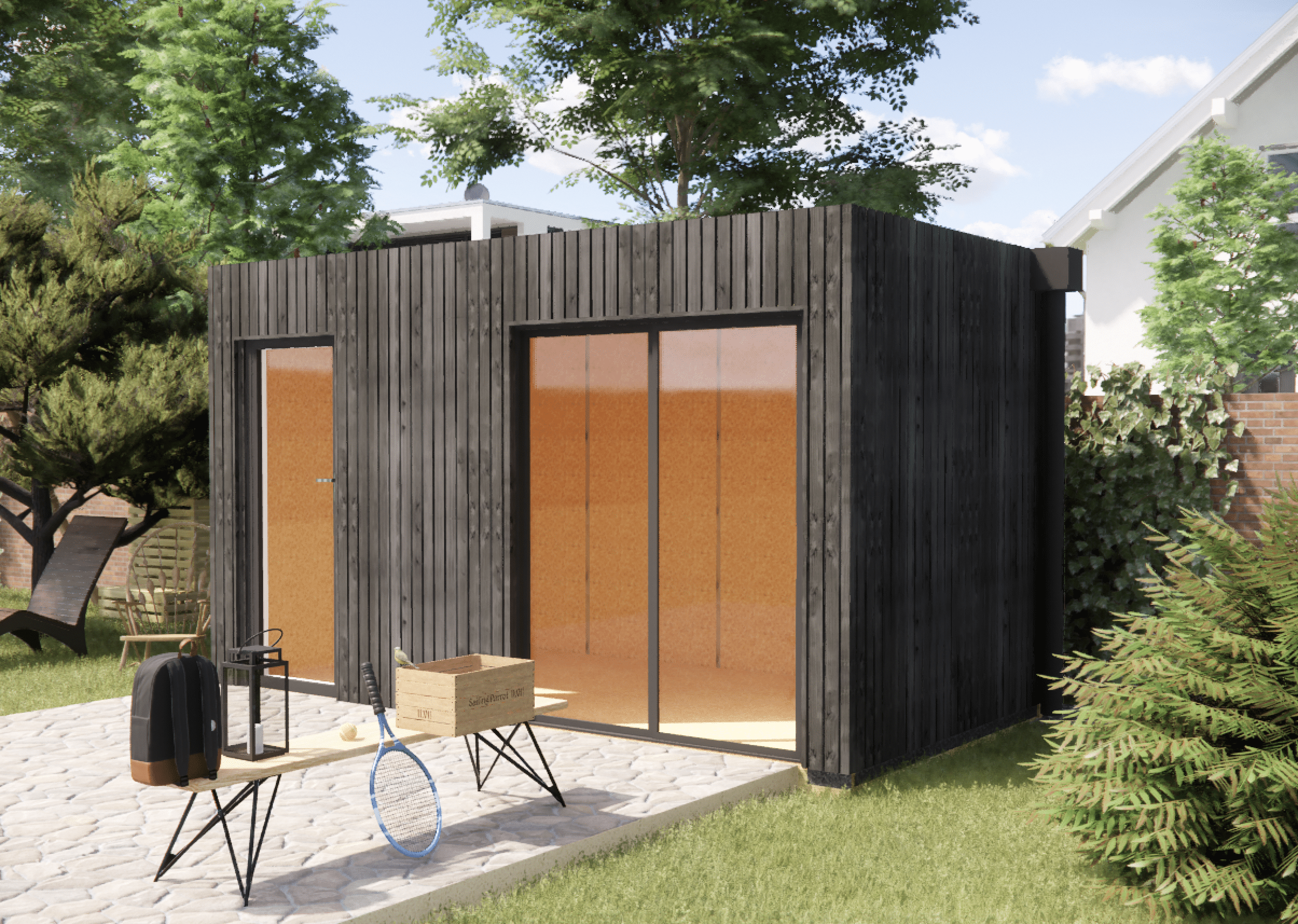 Bureau de jardin bois en bois 4,4 x 2,4 x 2,7 m / menuiseries alu k-line - 6
