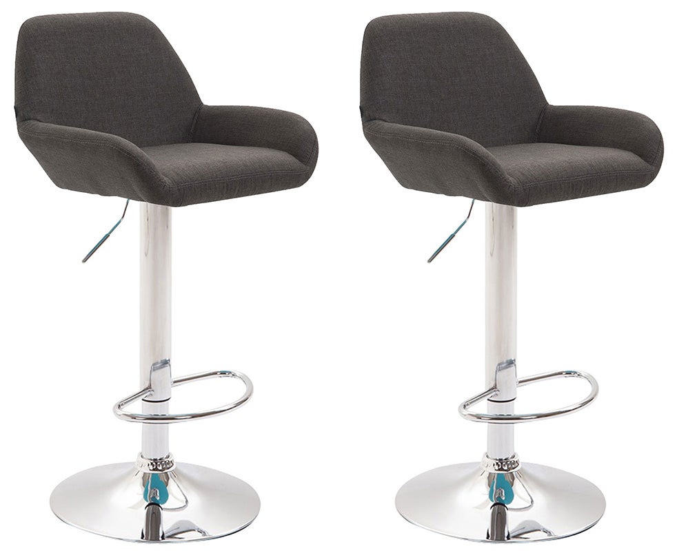 Juego de 2 taburetes de bar braga en tela cromada gris oscuro