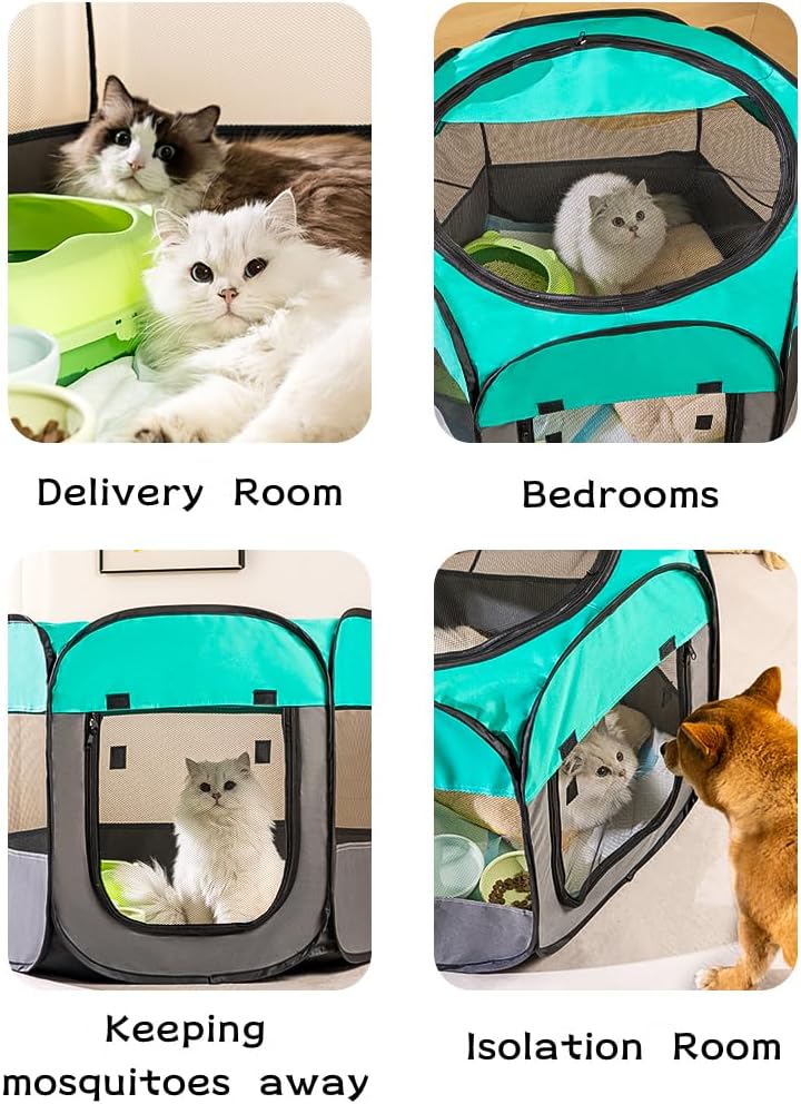 (Roxo, M) Cercadinho portátil dobrável para animais de estimação, gaiola para gatos, para ambientes internos e externos, barraca para animais de - 3