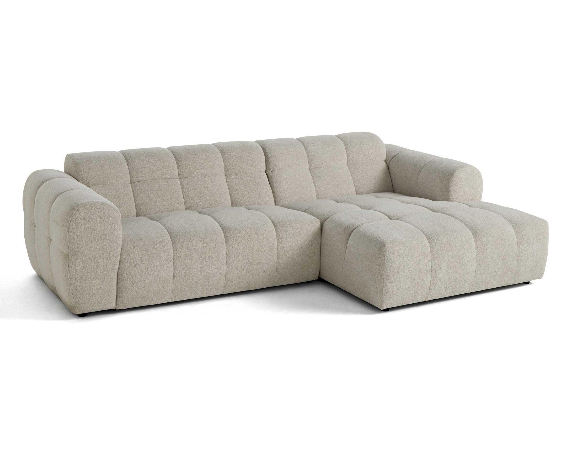 Canapé d'angle 4 places en tissu texturé beige - RAY - Best Mobilier - 4