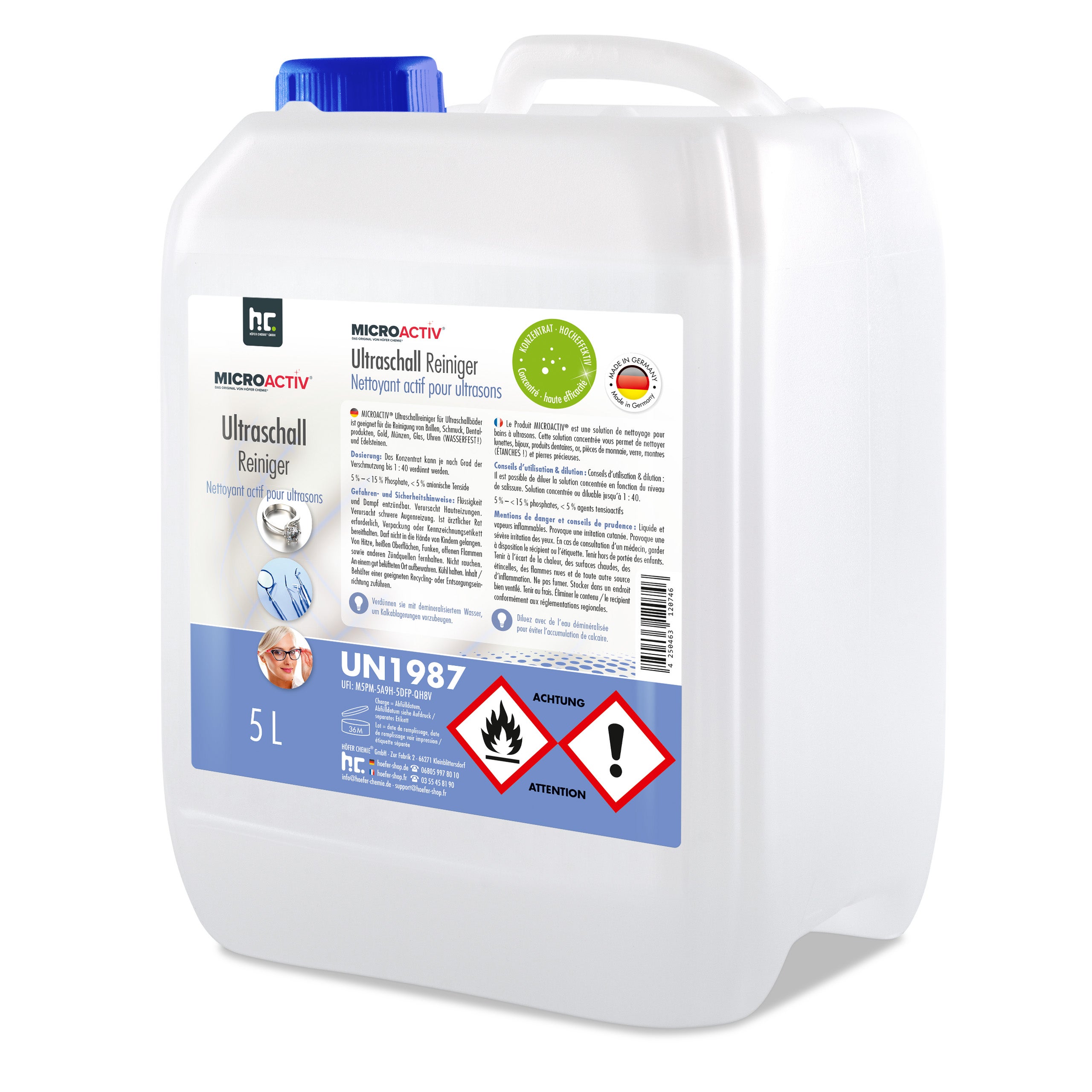 2 x Produit detergent ultrason Microactiv® en bidon de 5 L - 2