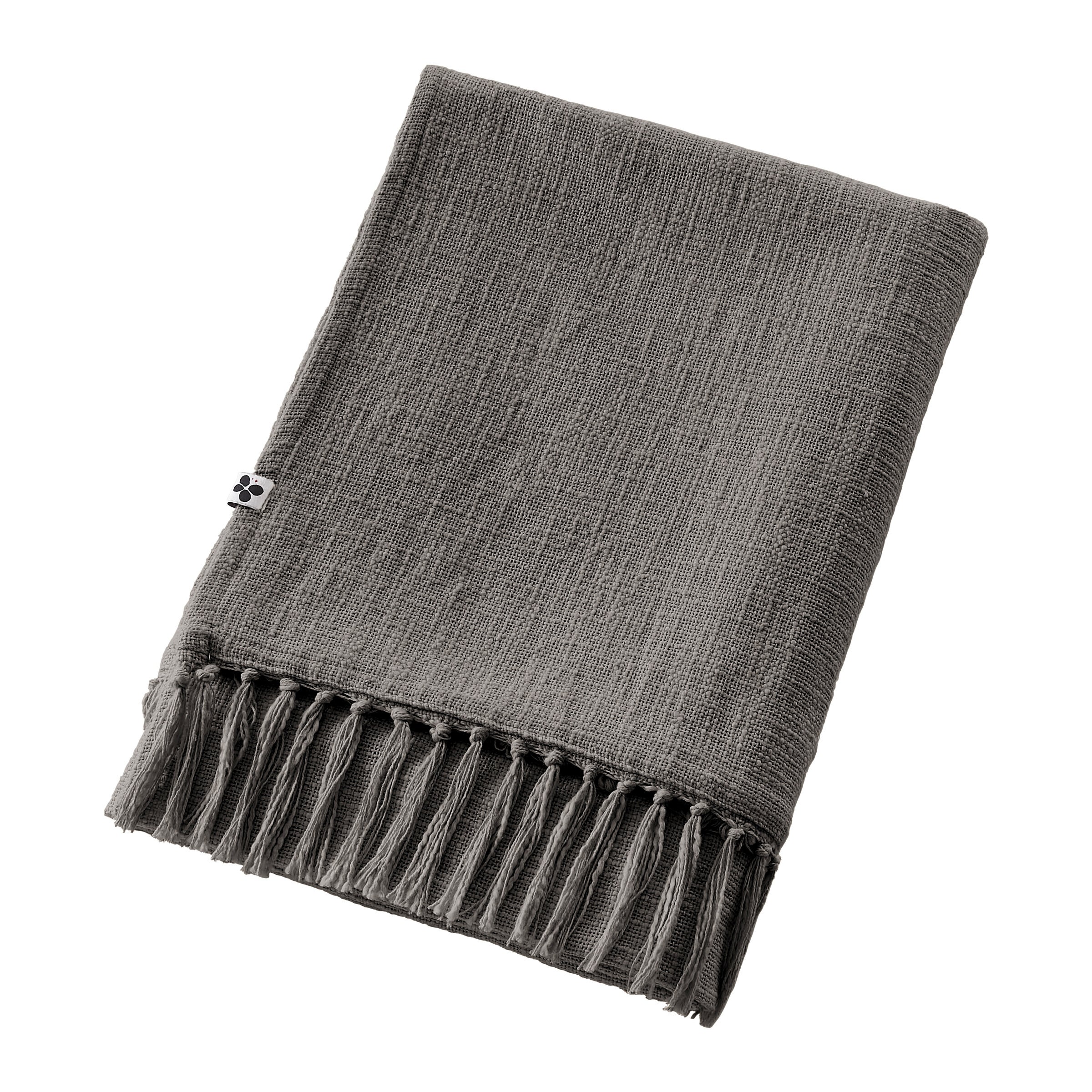 Plaid 180 x 220 cm – Coton Texturé Sixtine – Coloris Gris Ardoise – 210 g/m² - 2
