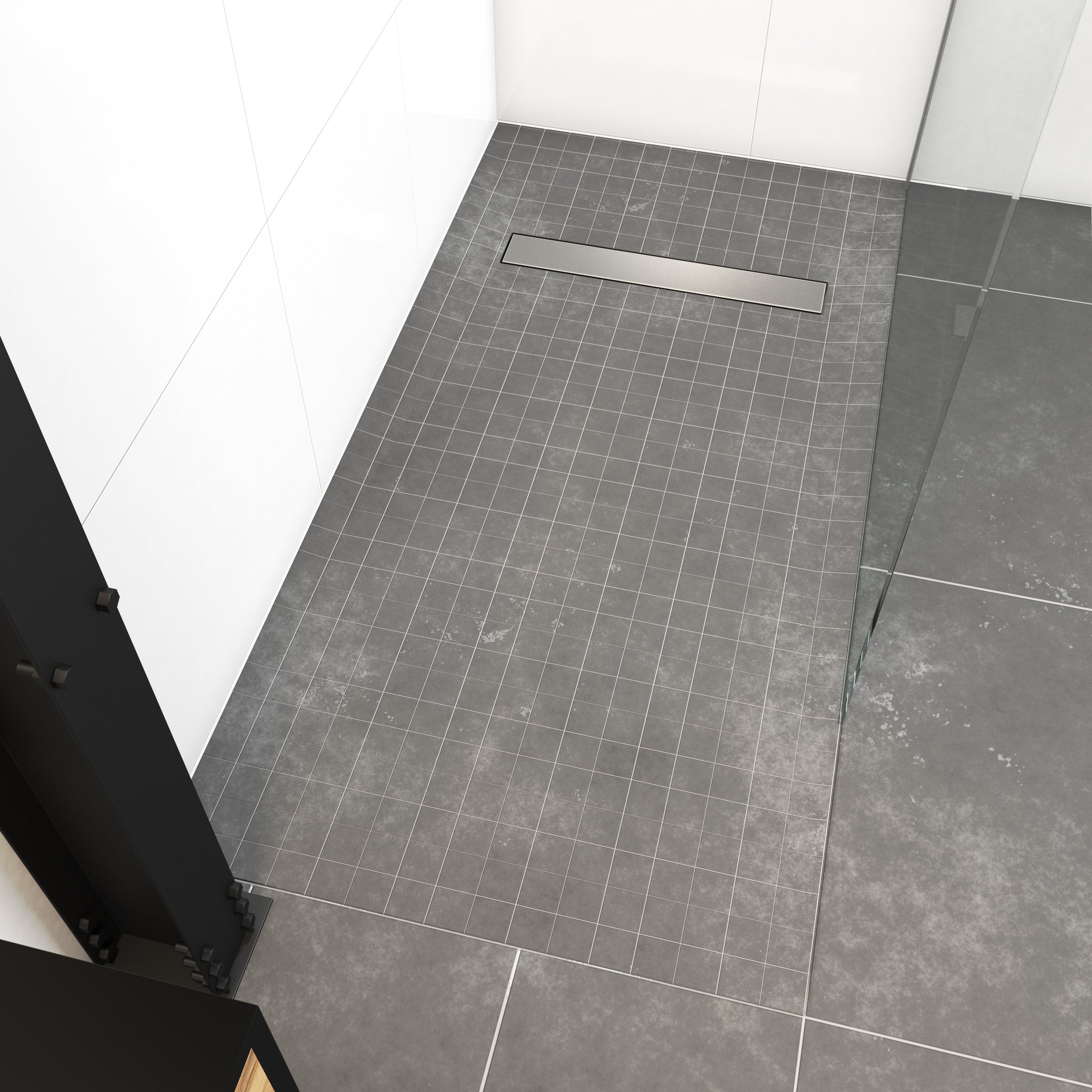 RECEVEUR DE DOUCHE A CARRELER 90x160CM RECOUPABLE SUR MESURE AVEC BONDE CANIVEAU RAINY LINEAR 160 - 2