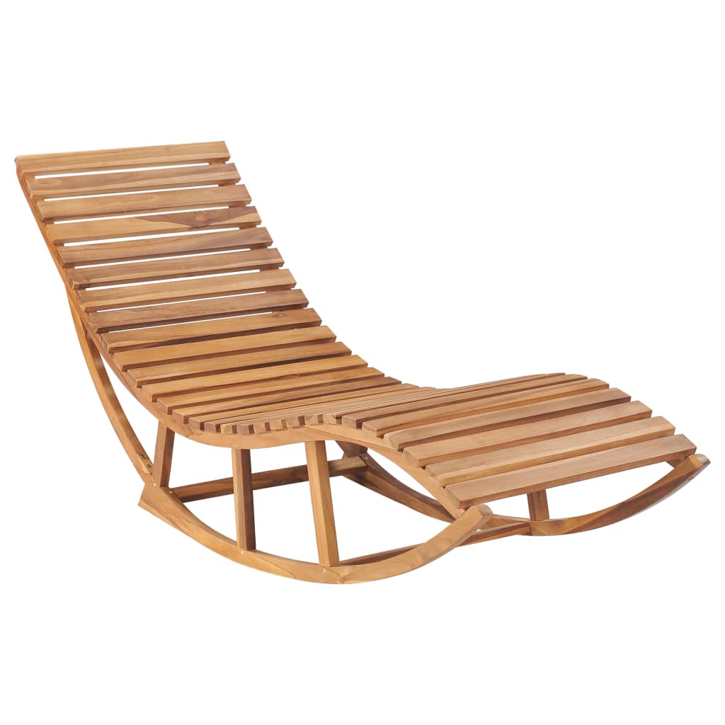 Transat chaise longue bain de soleil lit de jardin terrasse meuble d'extérieur 180 cm à bascule avec coussin bois de tec - 2