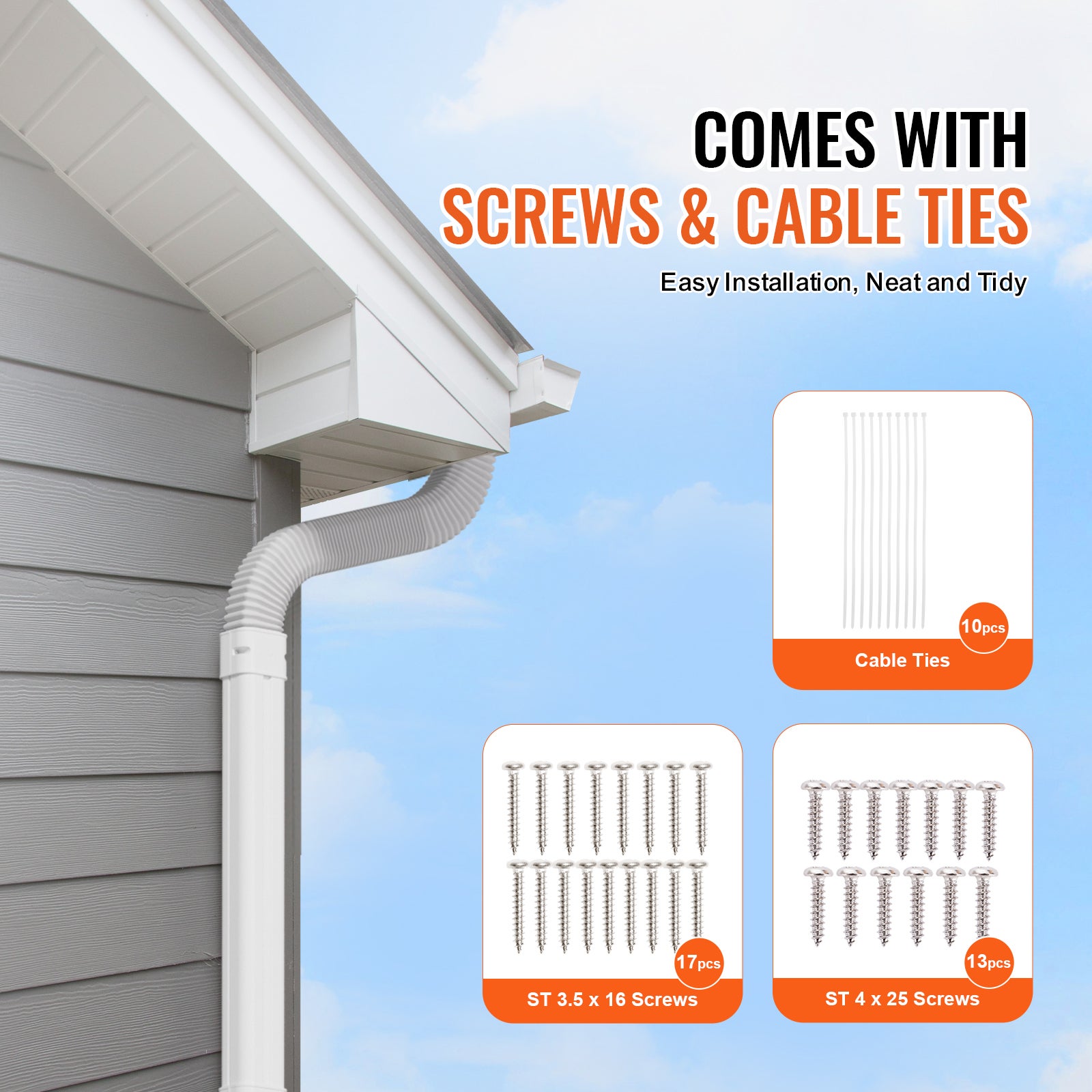 Couvercle de Conduite en PVC VEVOR 75x5350 mm,4 Conduits Droits,Goulotte Décorative pour Mini-Ligne de Climatiseur - 5