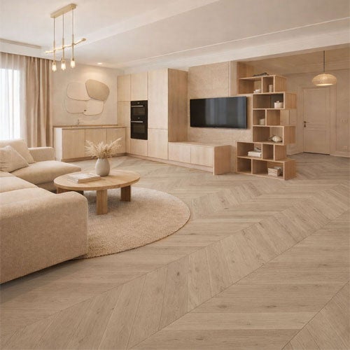 Parquet Chêne Point de Hongrie Contrecollé Verni Brossé Rustique Crown Invisible 92x15x520mm - Certifié FSC 100 %