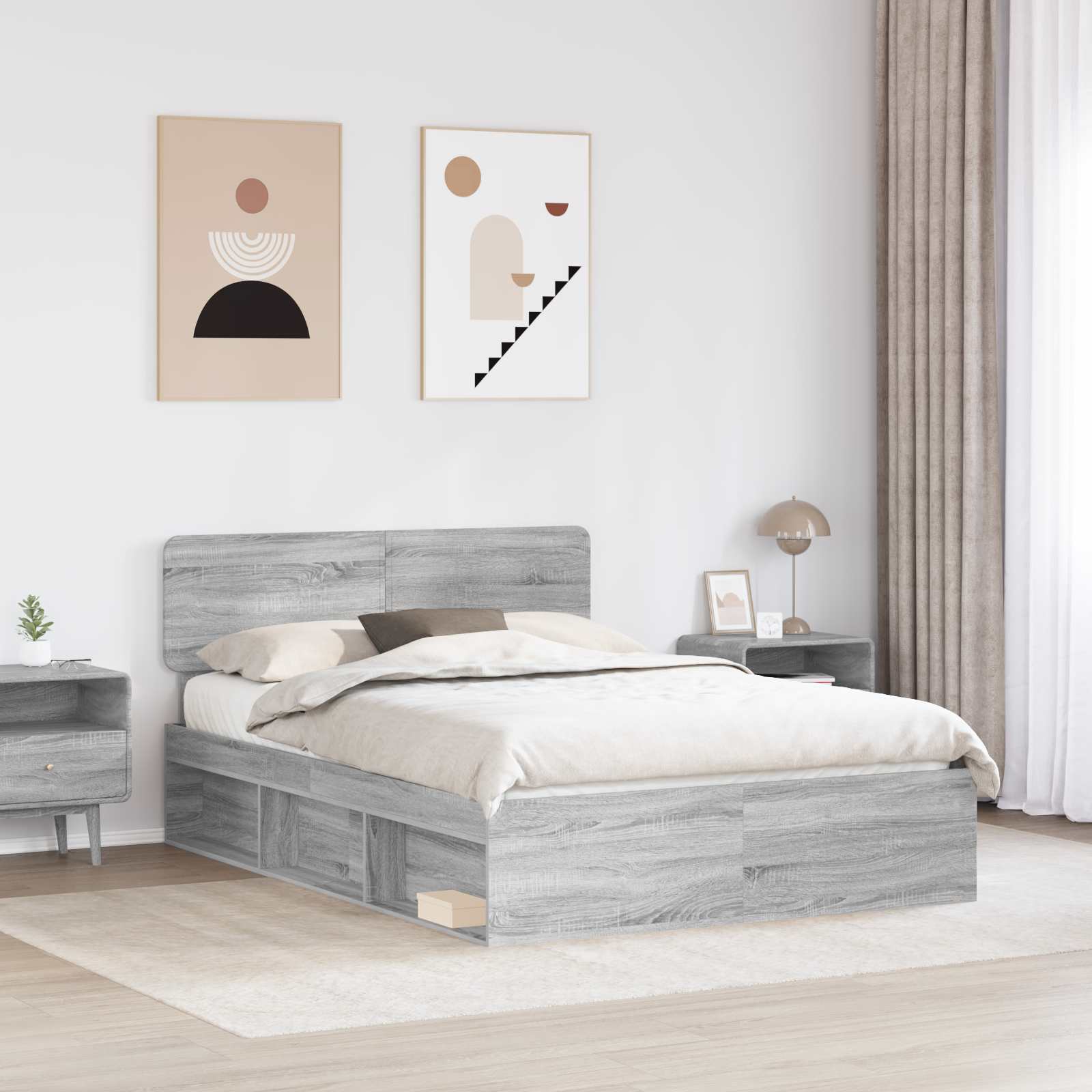 Cadre de lit Gris 150 x 200 cm Pin massif - 3