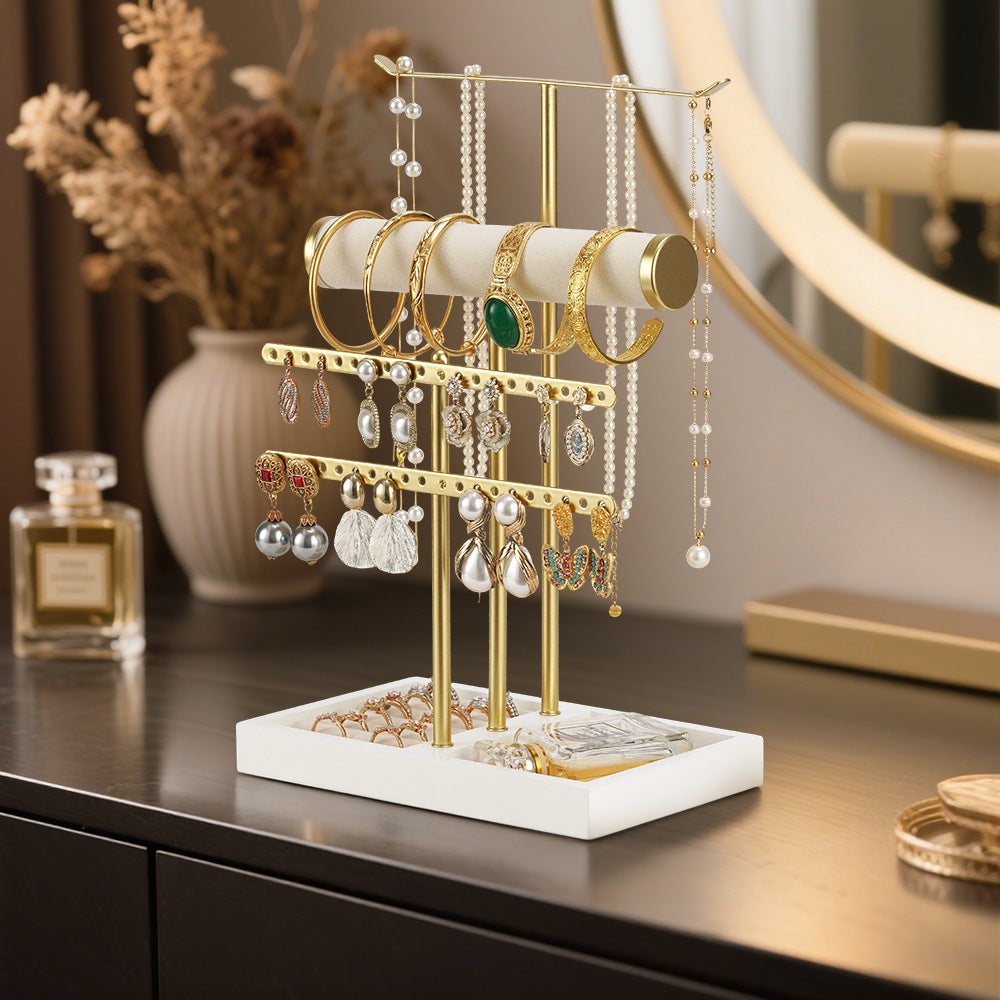 Présentoir bijoux 4 niveaux cascade doré - Organisation et vitrine pour colliers et bagues - 2