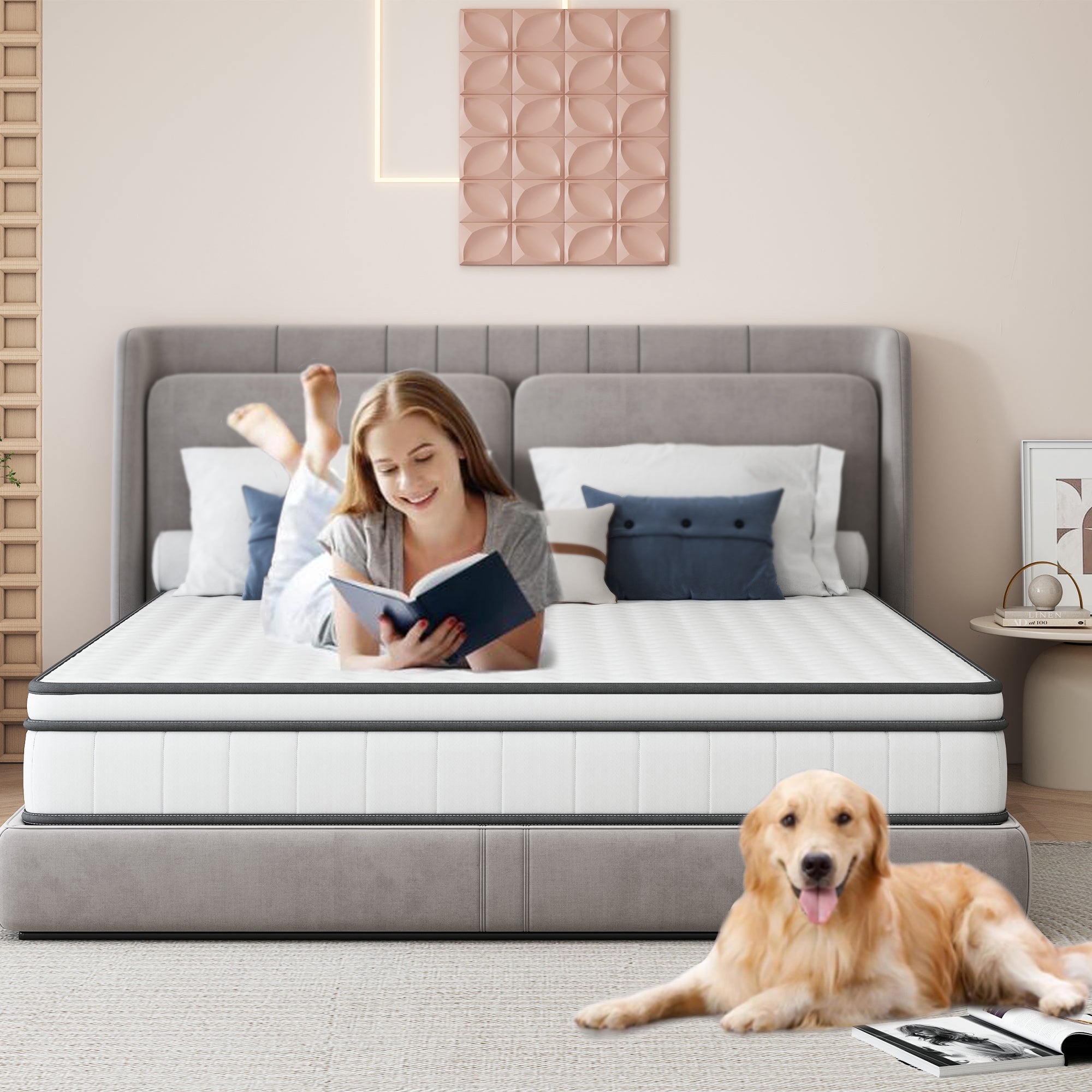 Matelas 140 x 190 cm, hauteur 25 cm, Matelas à ressorts, ressorts ensachés 7 zones, avec tissu doux, dureté H2, maille 3D, respirant - 4