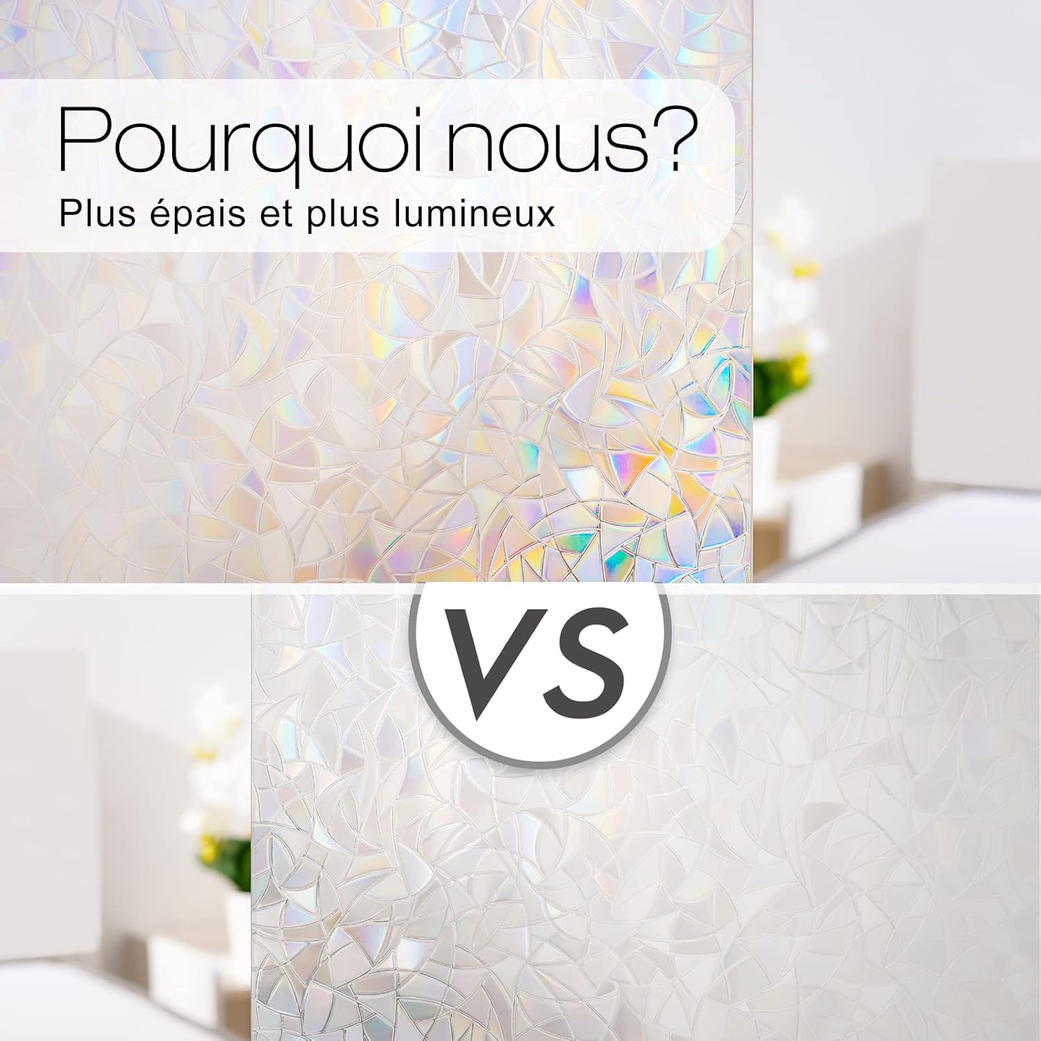 Film de protection de la vie privée arc-en-ciel pour fenêtres, 30x400cm, film électrostatique, protection UV, film coloré opaque. - 5