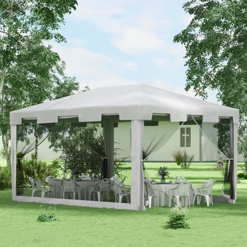 Pabellón de jardín de 4x3 m con paredes de mosquitera para balcón o terraza, blanco - COMFORTXL - 3