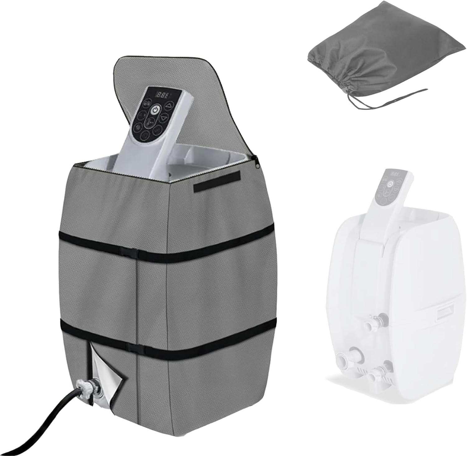 Housse Protection Pompe Chauffe-eau Spa 43x38x54 Cm - Tissu 420D Argenté, étanche, Poussière