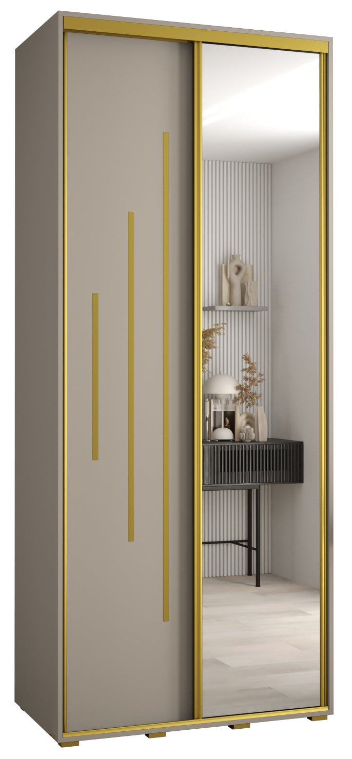 Szafa przesuwna z lustrem wysoka Dakota 13 120 x 60 x 235,2 cm kaszmir + u. Złoty - Abiks Meble