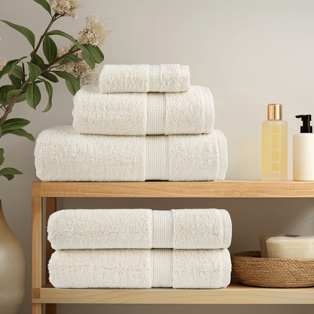 12 pcs Conjunto de toalhas premium SOLUND 600 gsm creme vidaXL - 3